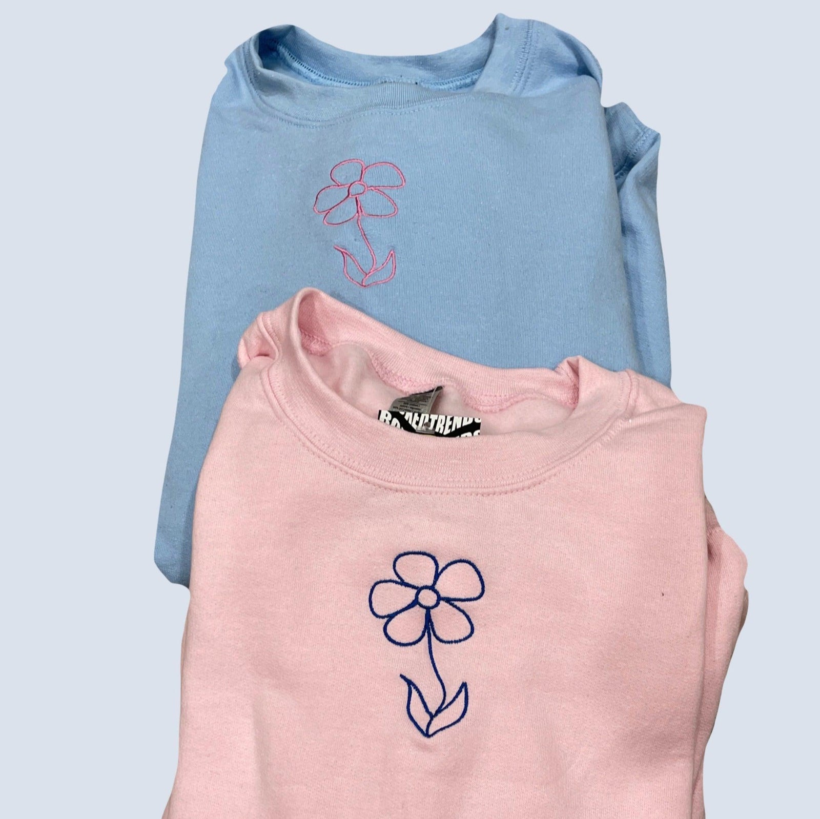 Custom Flower Embroidered Matching Set Couple Sweatshirt Hoodies