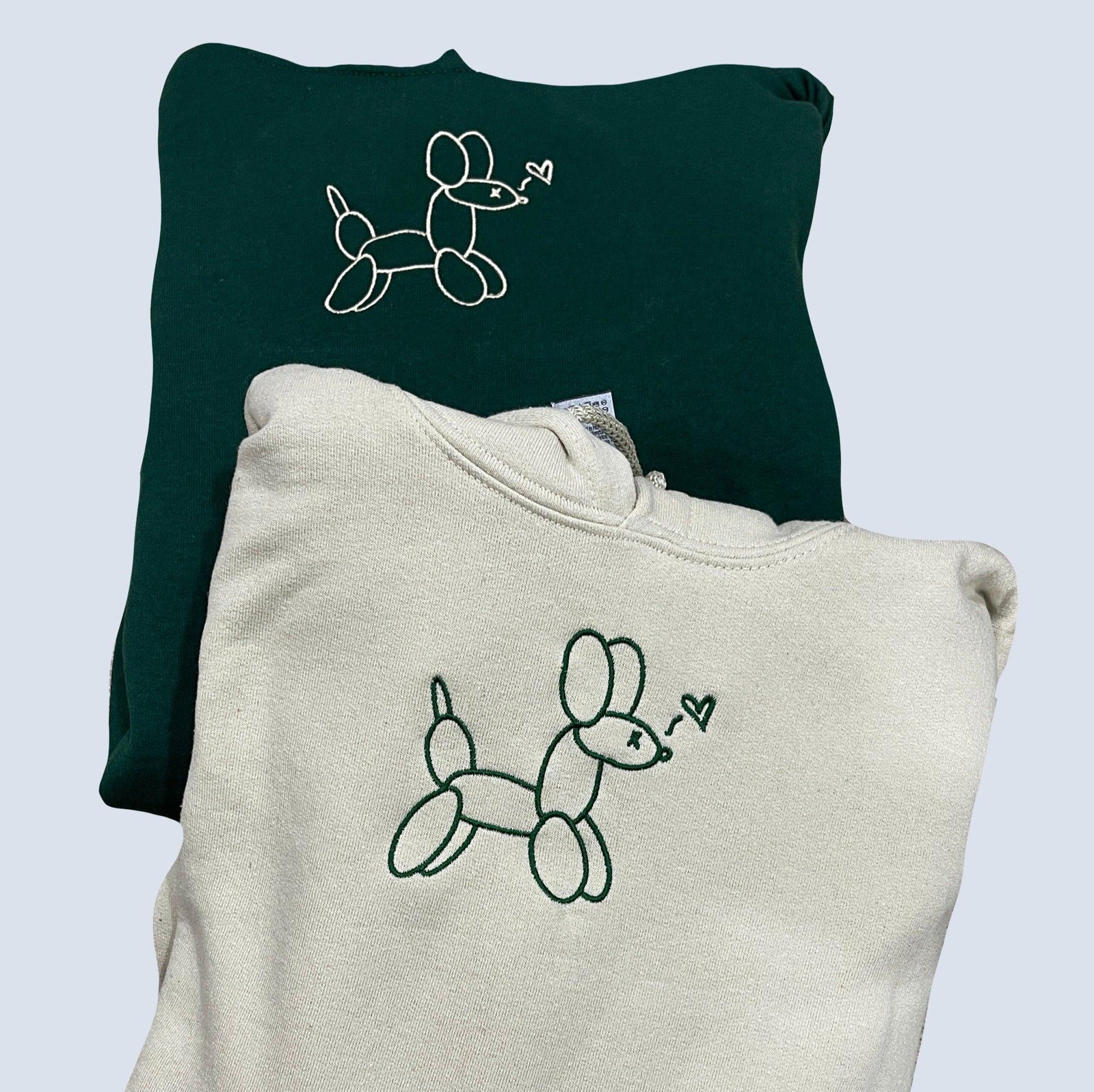 Custom Balloon Dog Embroidered Matching Set Couple Sweatshirt Hoodies