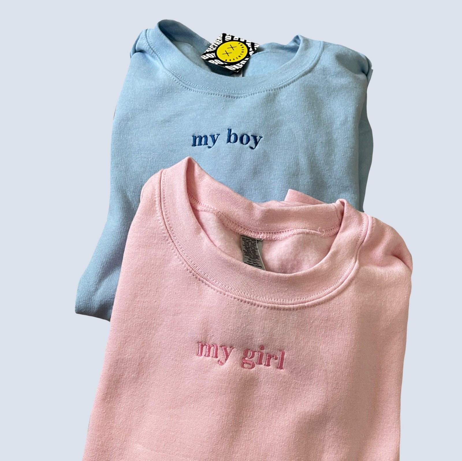 Custom My Boy My Girl Embroidered Matching Set Couple Sweatshirt Hoodies