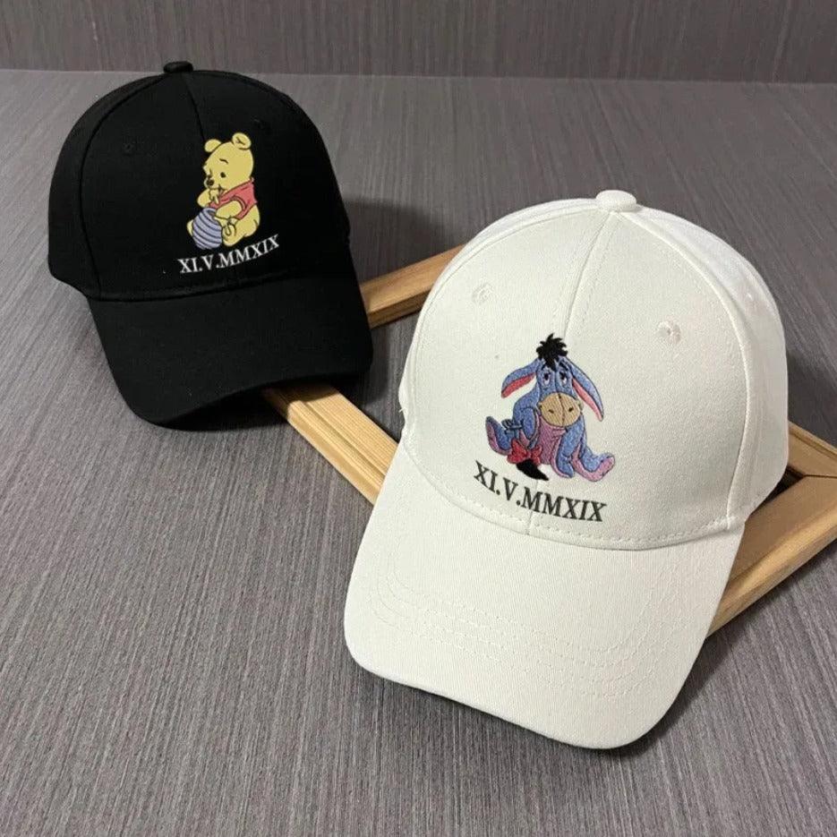 Custom Embroidered Hats For Couples, Funny Matching Couples Hats, Bear Cartoon Character Embroidered Hats
