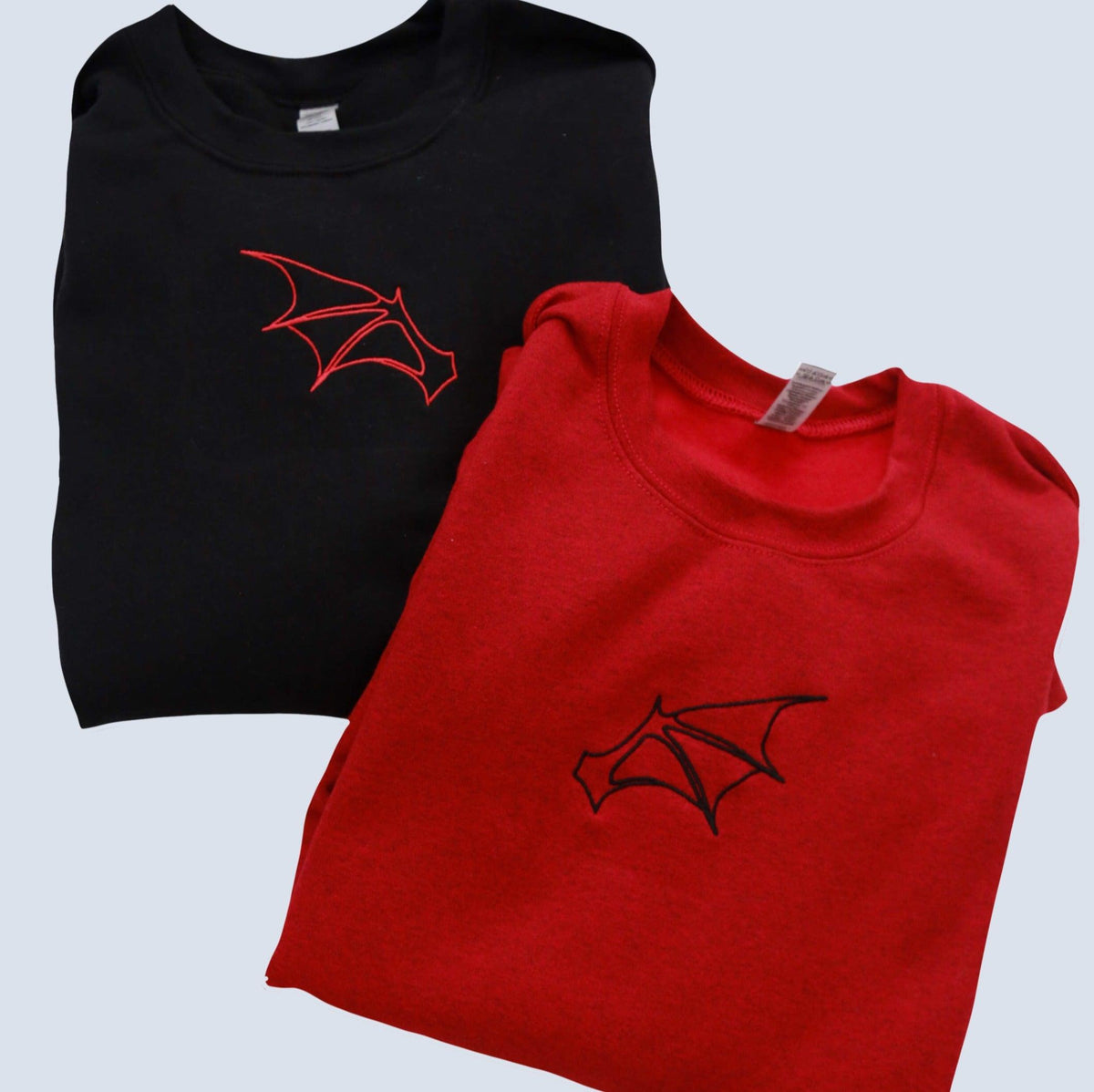 Custom Bat Wing Embroidered Matching Set Couple Sweatshirt Hoodies