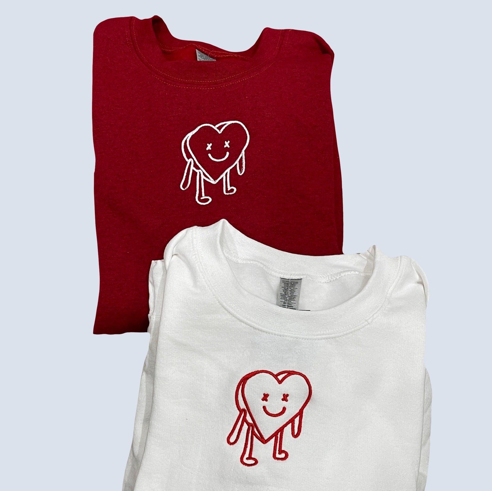 Custom Heart Character Person Embroidered Matching Set Couple Sweatshirt Hoodies