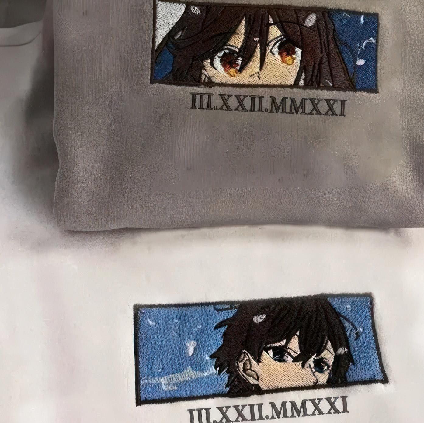 Custom Embroidered Hoodies For Couples, Matching Couple Hoodies, Cute Cartoon Character Couples Embroidery Sweatshirt