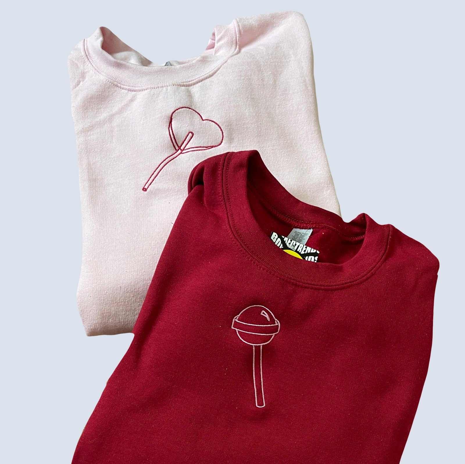 Custom Lollipop Embroidered Matching Set Couple Sweatshirt Hoodies