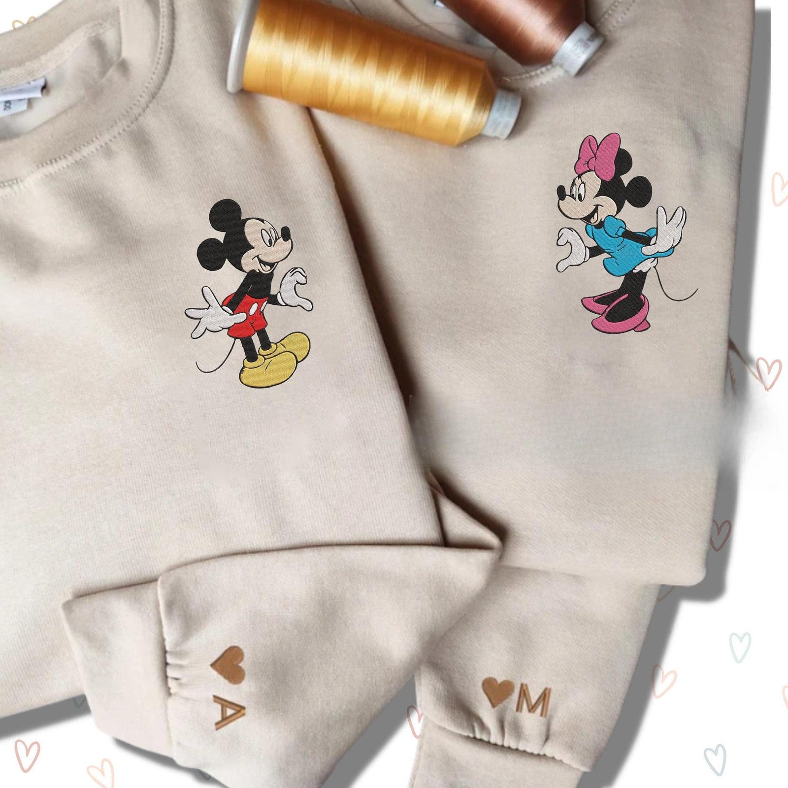 Custom Embroidered Hoodies For Couples, Custom Matching Couple Hoodies, Cartoon Mouse Couples Embroidered Matching Hoodie