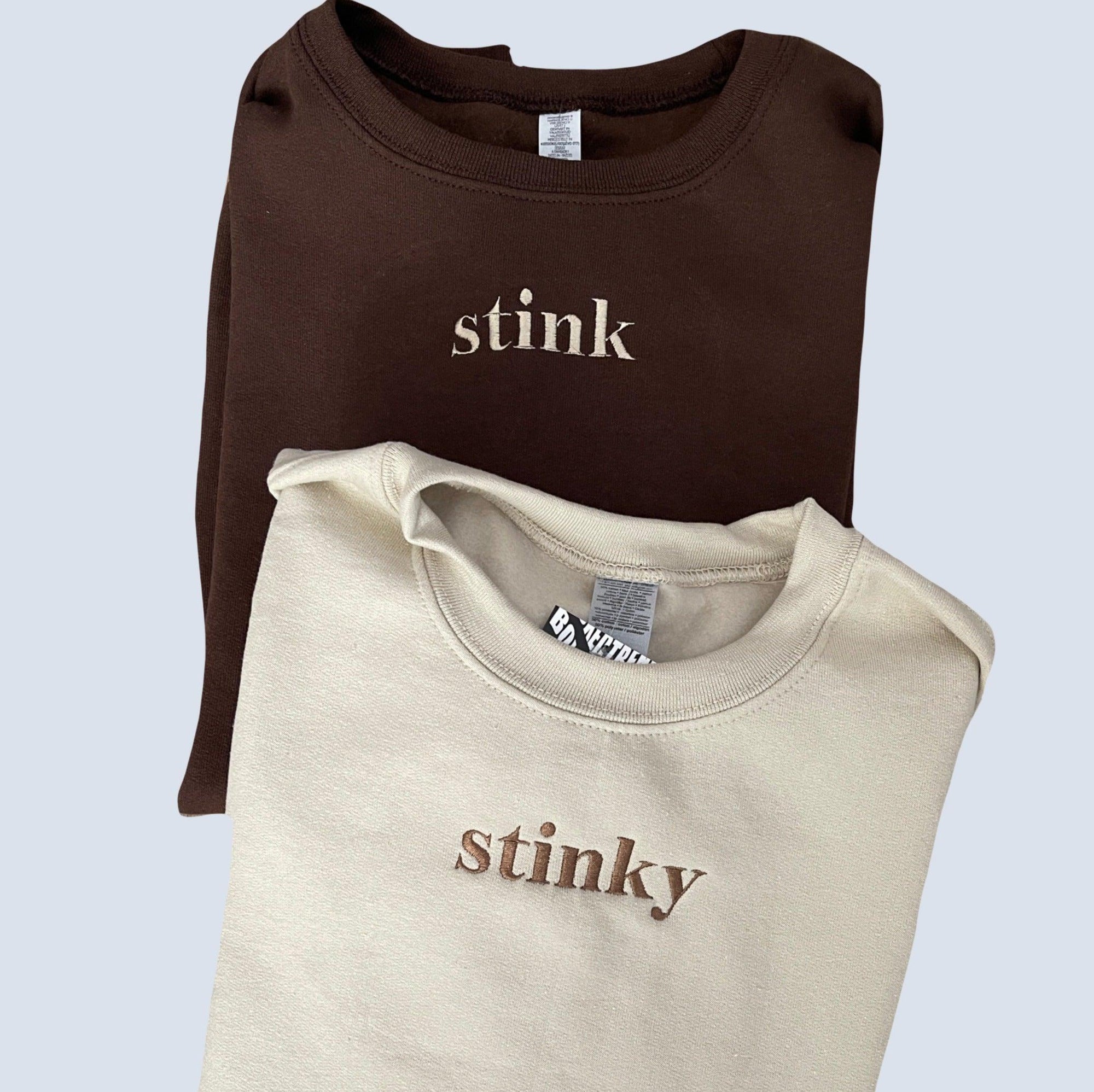 Custom Stink Stinky Embroidered Matching Set Couple Sweatshirt Hoodies