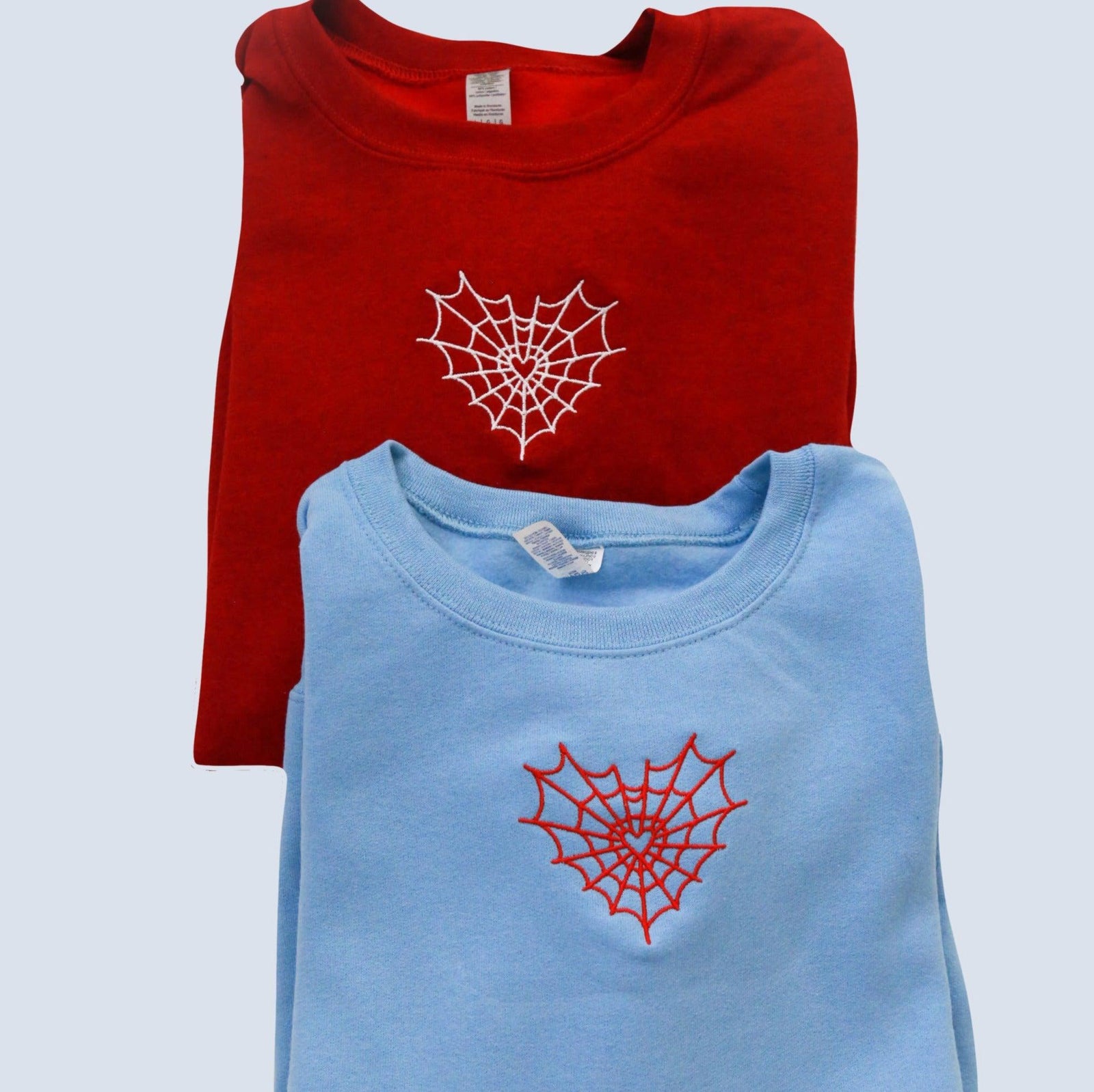 Custom Spiderweb Heart Embroidered Matching Set Couple Sweatshirt Hoodies