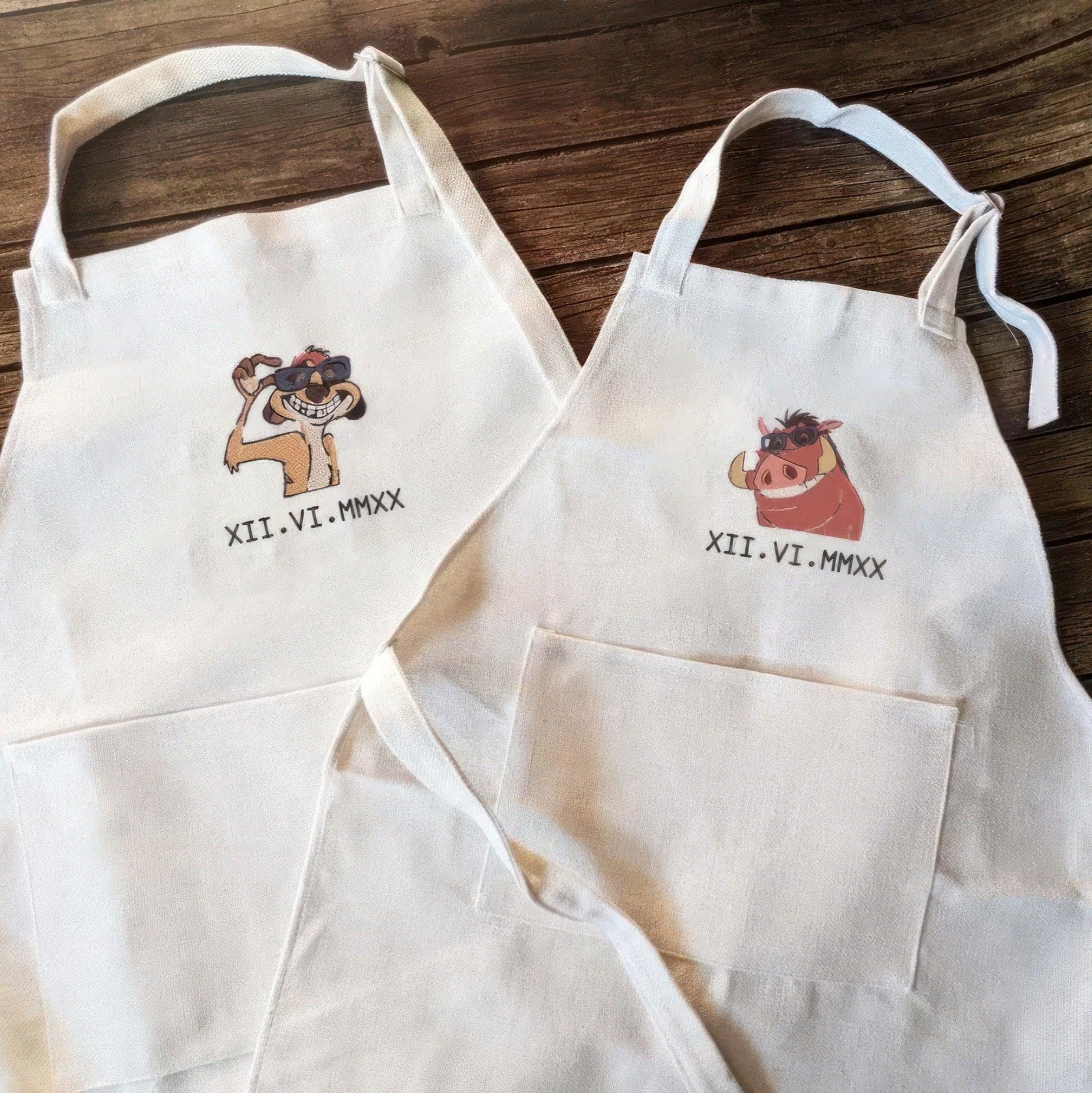 Custom Embroidered Aprons For Couples, Couples With Matching Aprons, Animal Couple Lovely Characters Embroidery Beanie