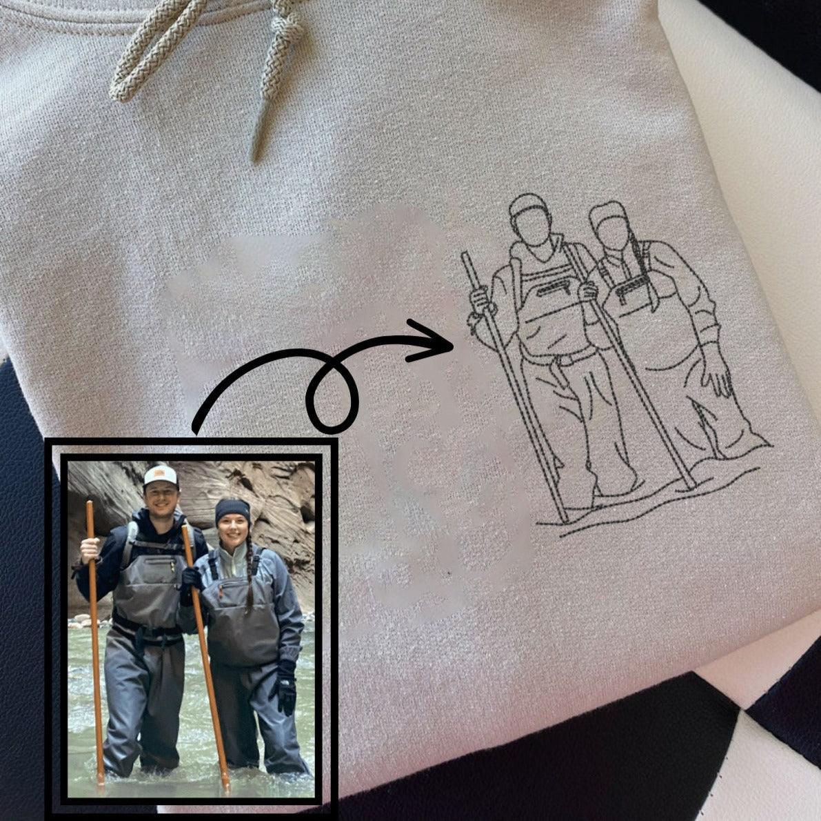 Custom Embroidered Portrait From Photo Couples Anniversary Gift Sweatshirts Hoodies
