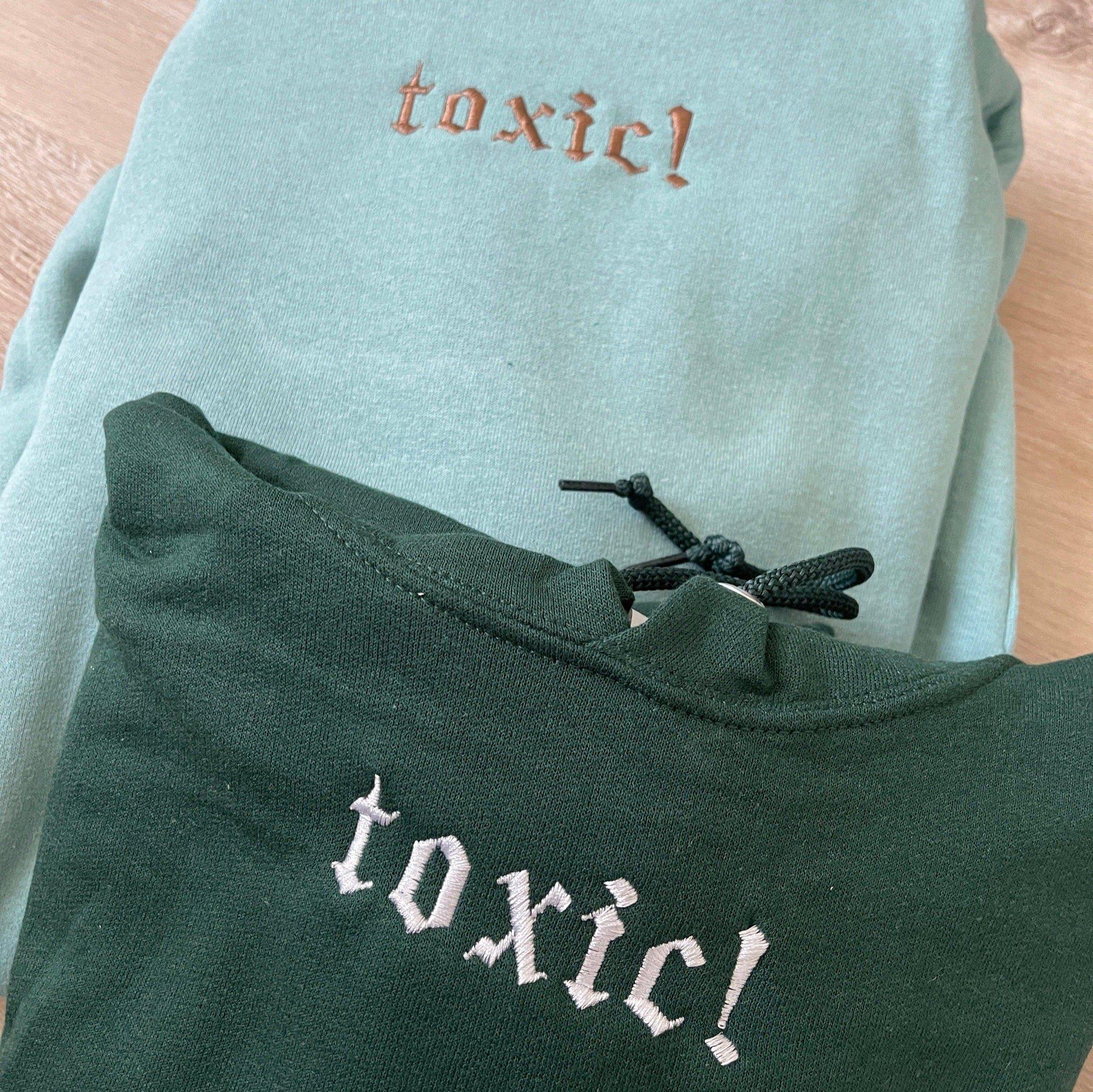 Custom Toxic Embroidered Matching Set Couple Sweatshirt Hoodies