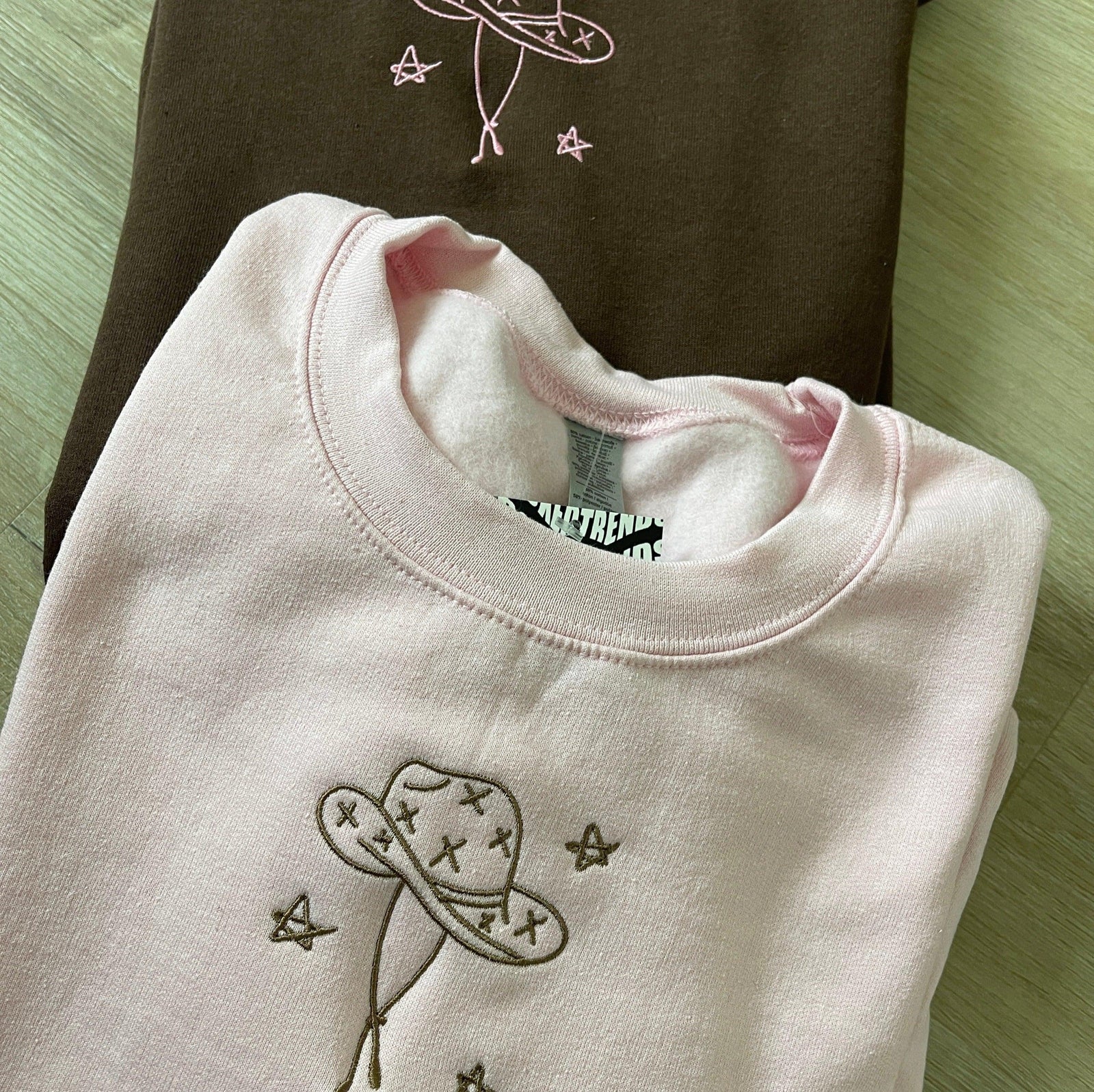 Custom Cowboy Star Hat Embroidered Matching Set Couple Sweatshirt Hoodies