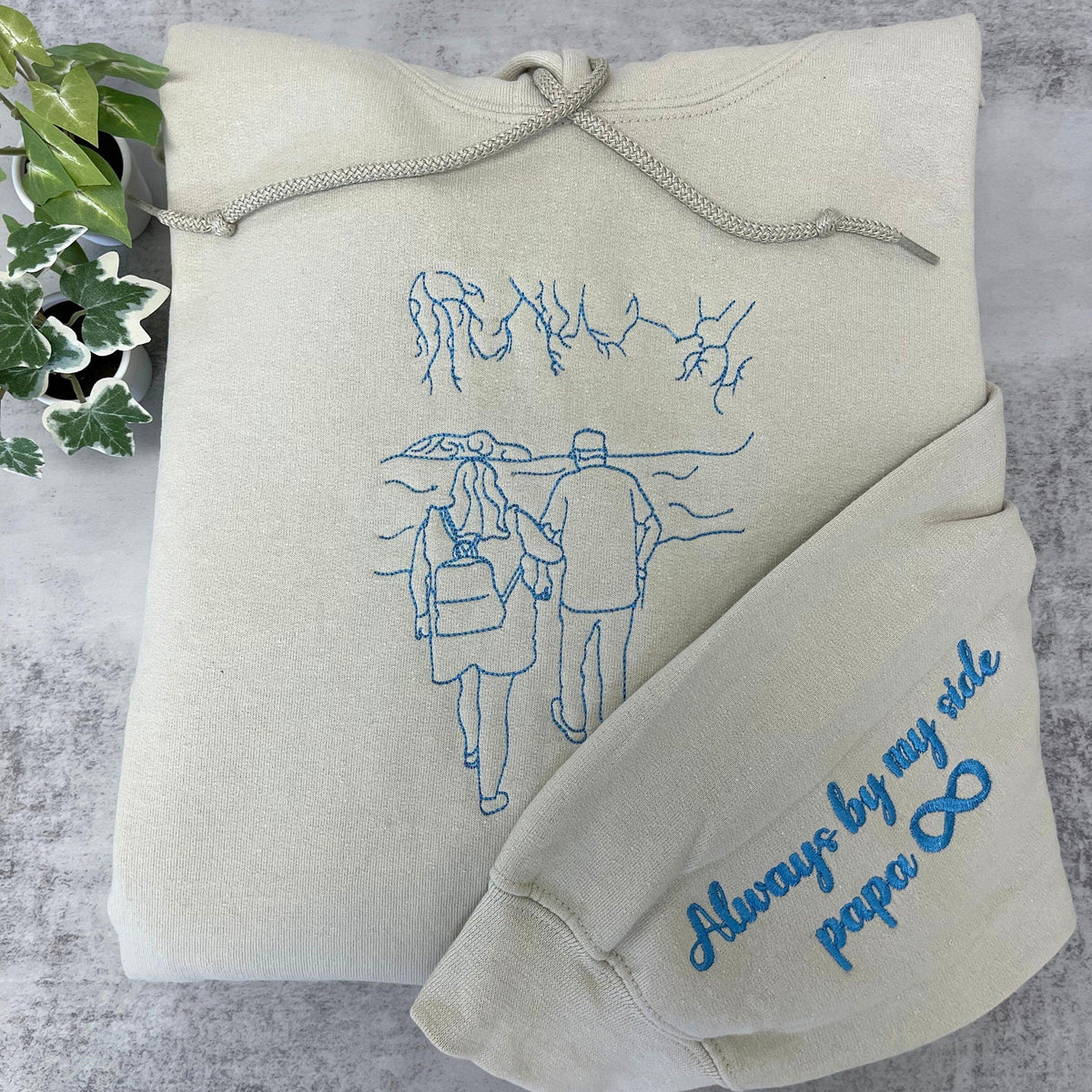 Custom Embroidered Portrait From Photo Anniversary Date Couples Wedding Gift Embroidered Sweatshirt Hoodie