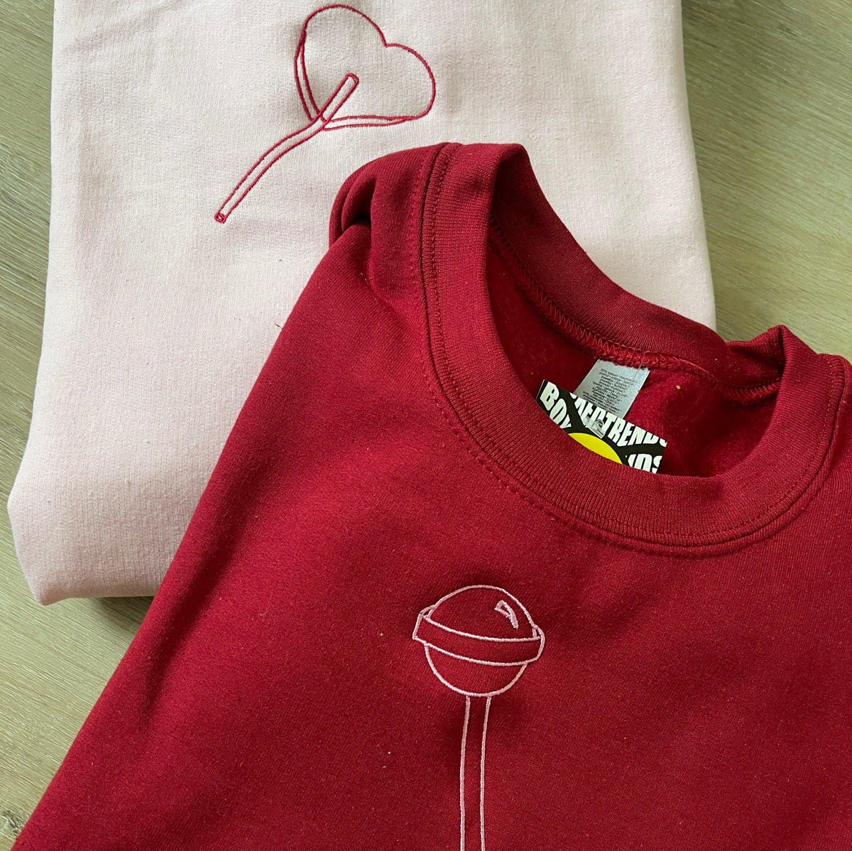Custom Lollipop Embroidered Matching Set Couple Sweatshirt Hoodies