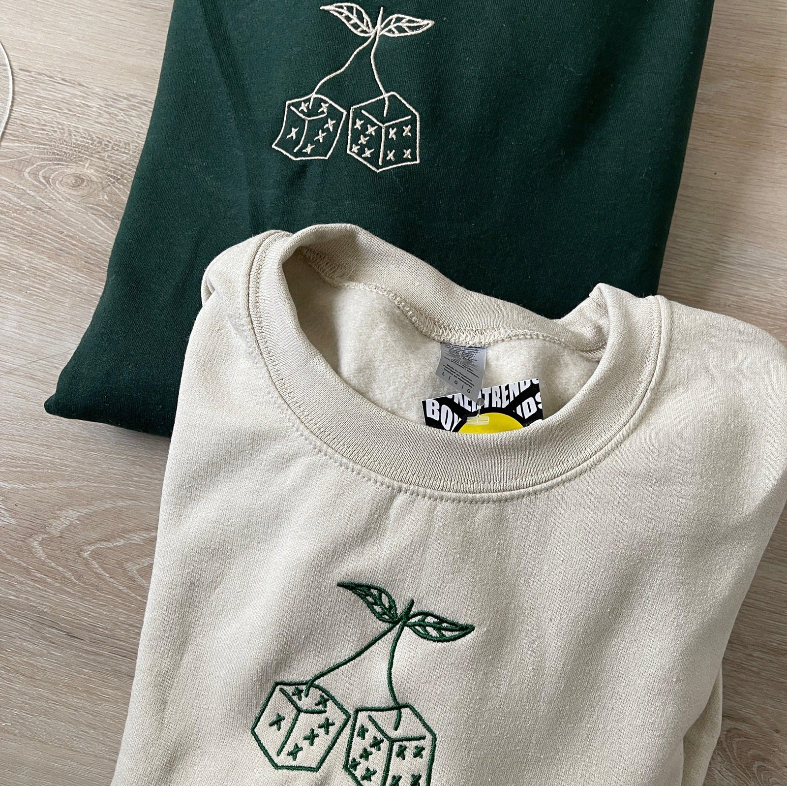 Custom Dice Cherries Embroidered Matching Set Couple Sweatshirt Hoodies