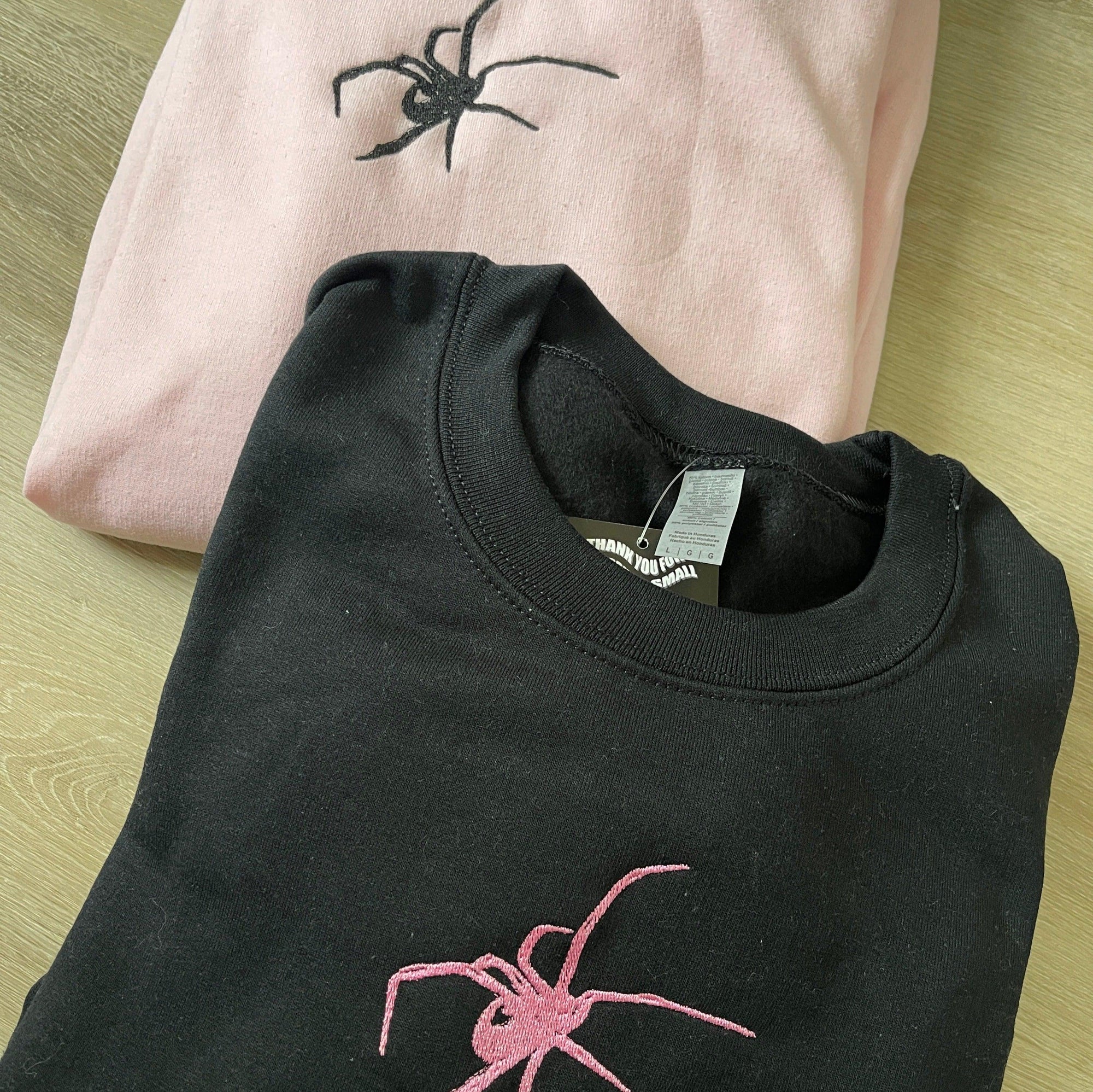 Custom Spider Embroidered Matching Set Couple Sweatshirt Hoodies