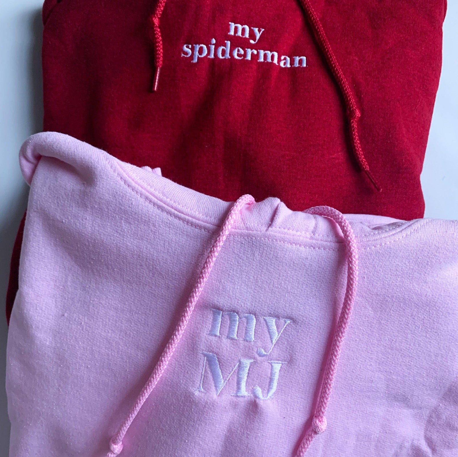 Custom My Spiderman My MJ Embroidered Matching Set Couple Sweatshirt Hoodies