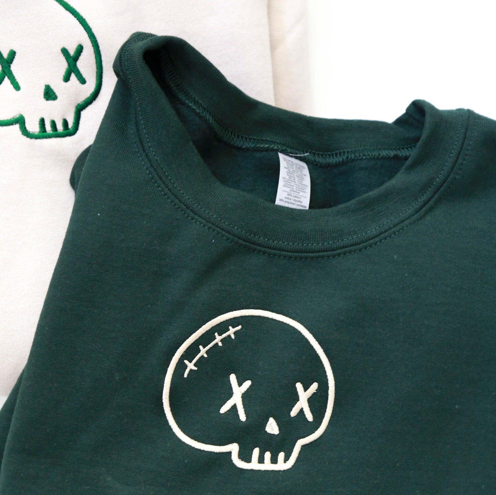 Custom Skull Embroidered Matching Set Couple Sweatshirt Hoodies