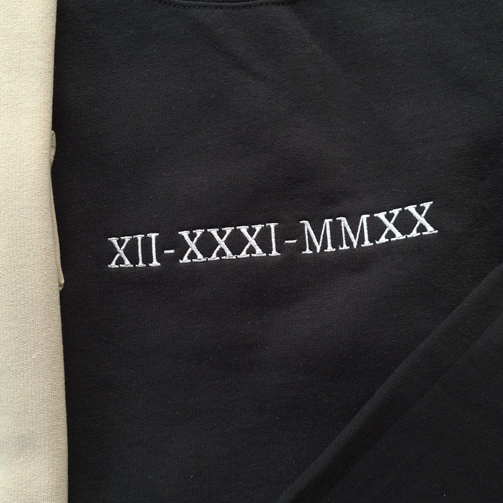 Personalized Roman Numeral Embroidered Custom Matching Couples Sweatshirt