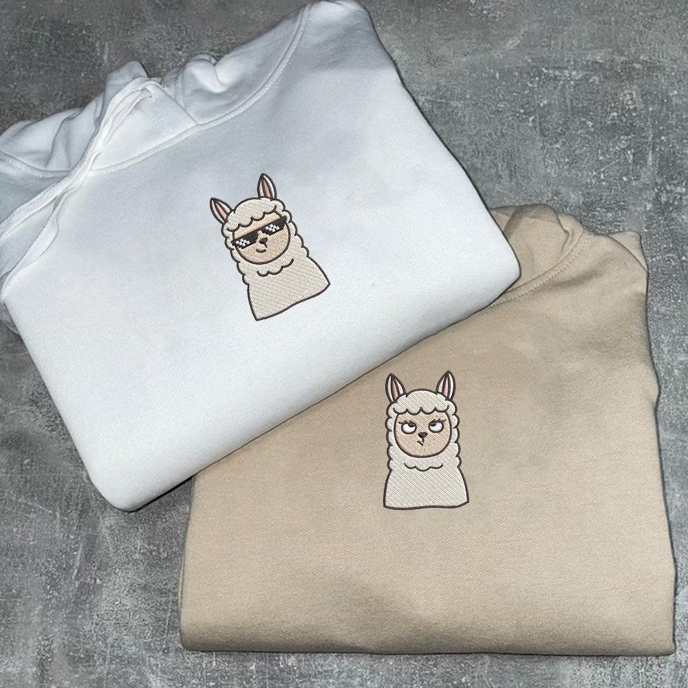 Custom Embroidered Hoodies For Couples, Custom Matching Couple Hoodie, Cute Sheep Cartoon Couples Embroidered Hoodie