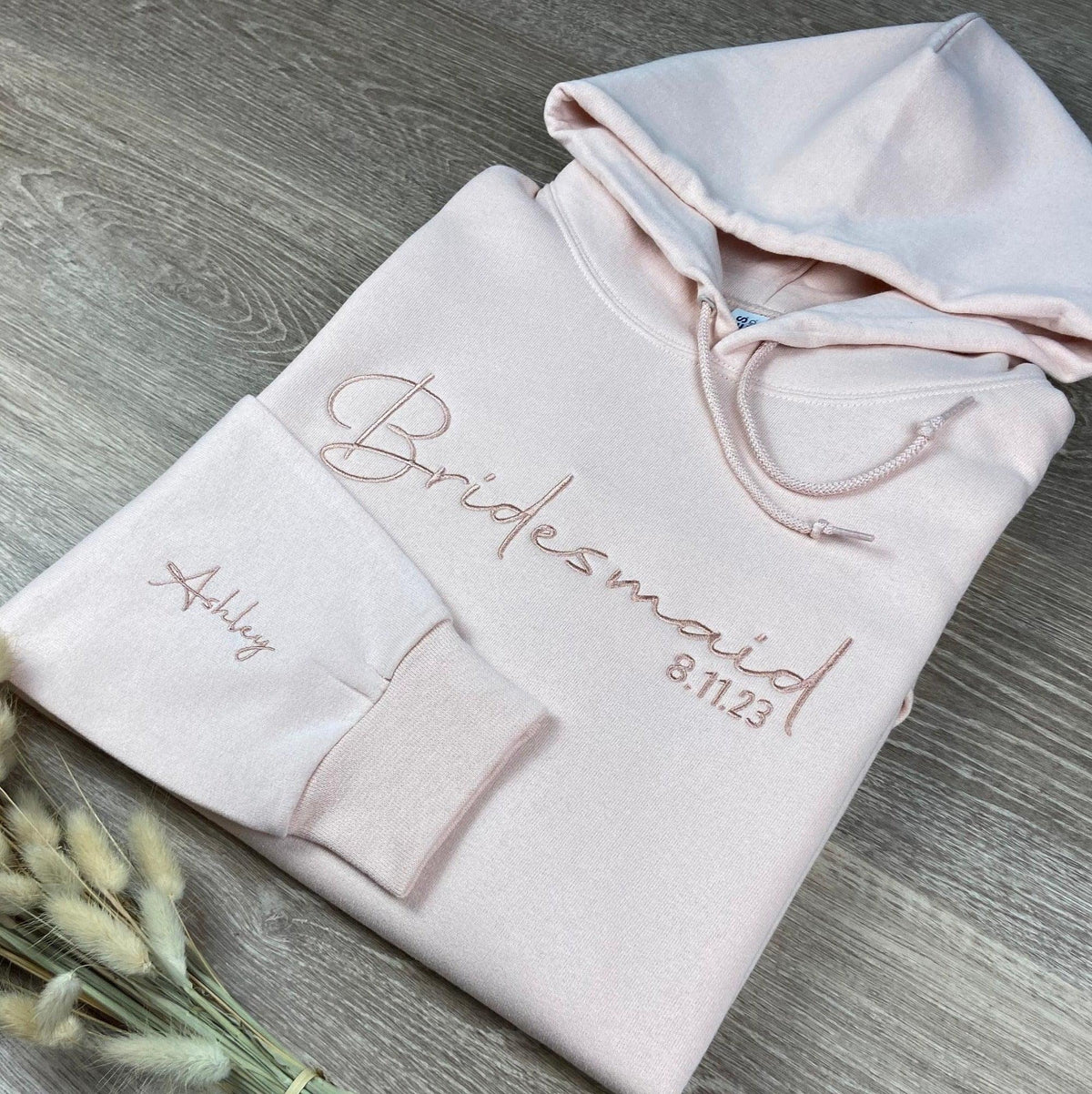 Custom Embroidered Bridesmaid Personalized Wedding Day Embroidered Sweatshirt Hoodie