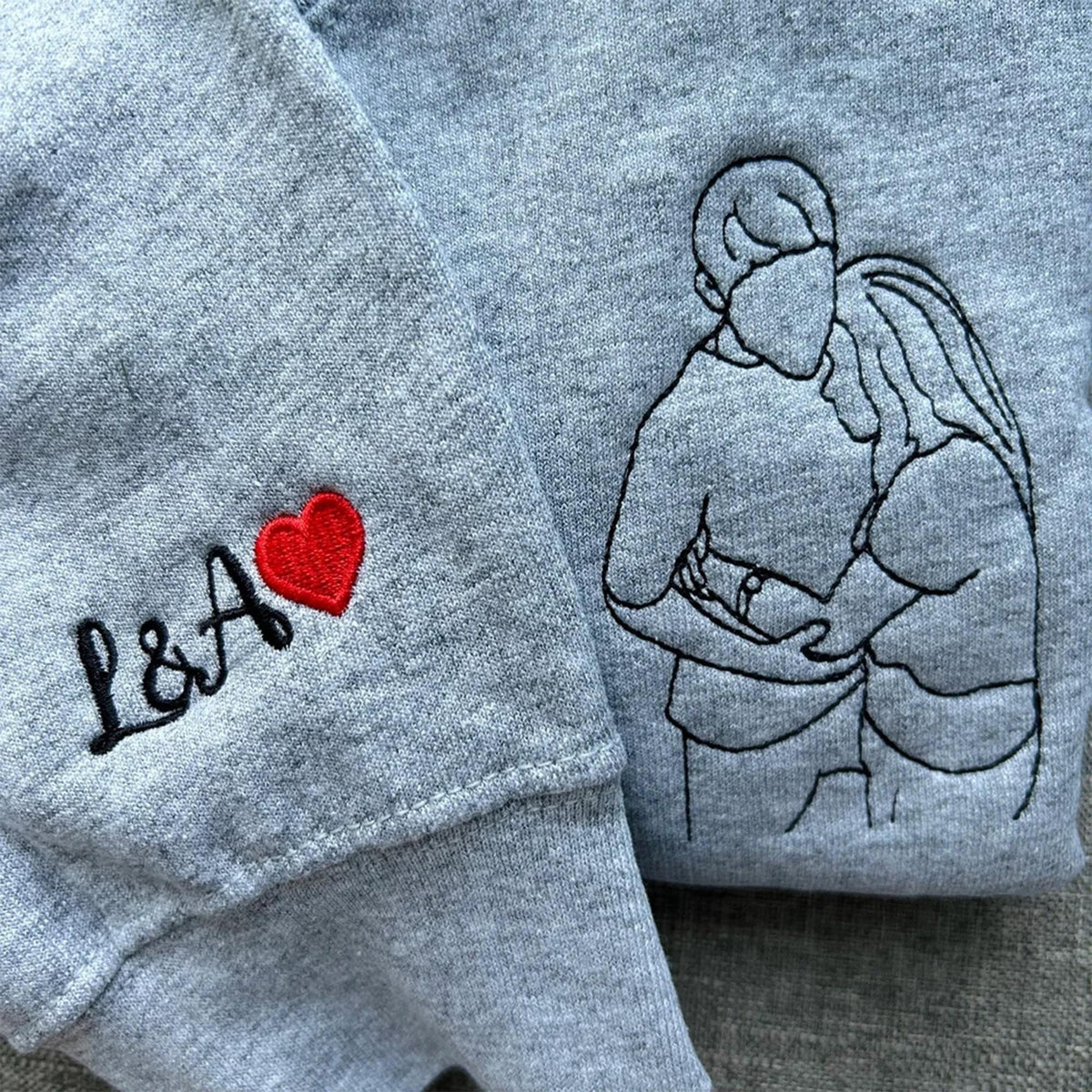 Custom Embroidered Portrait From Photo Couples Anniversary Gift Sweatshirts Hoodies