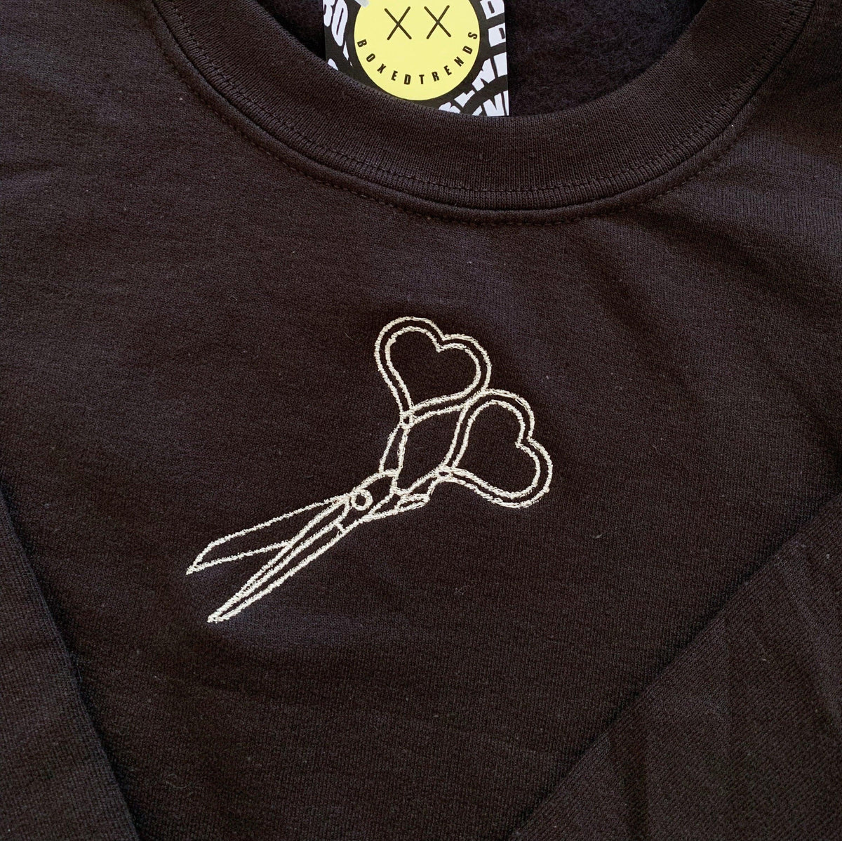 Custom Scissor and Safety Pin Embroidered Matching Set Couple Sweatshirt Hoodies