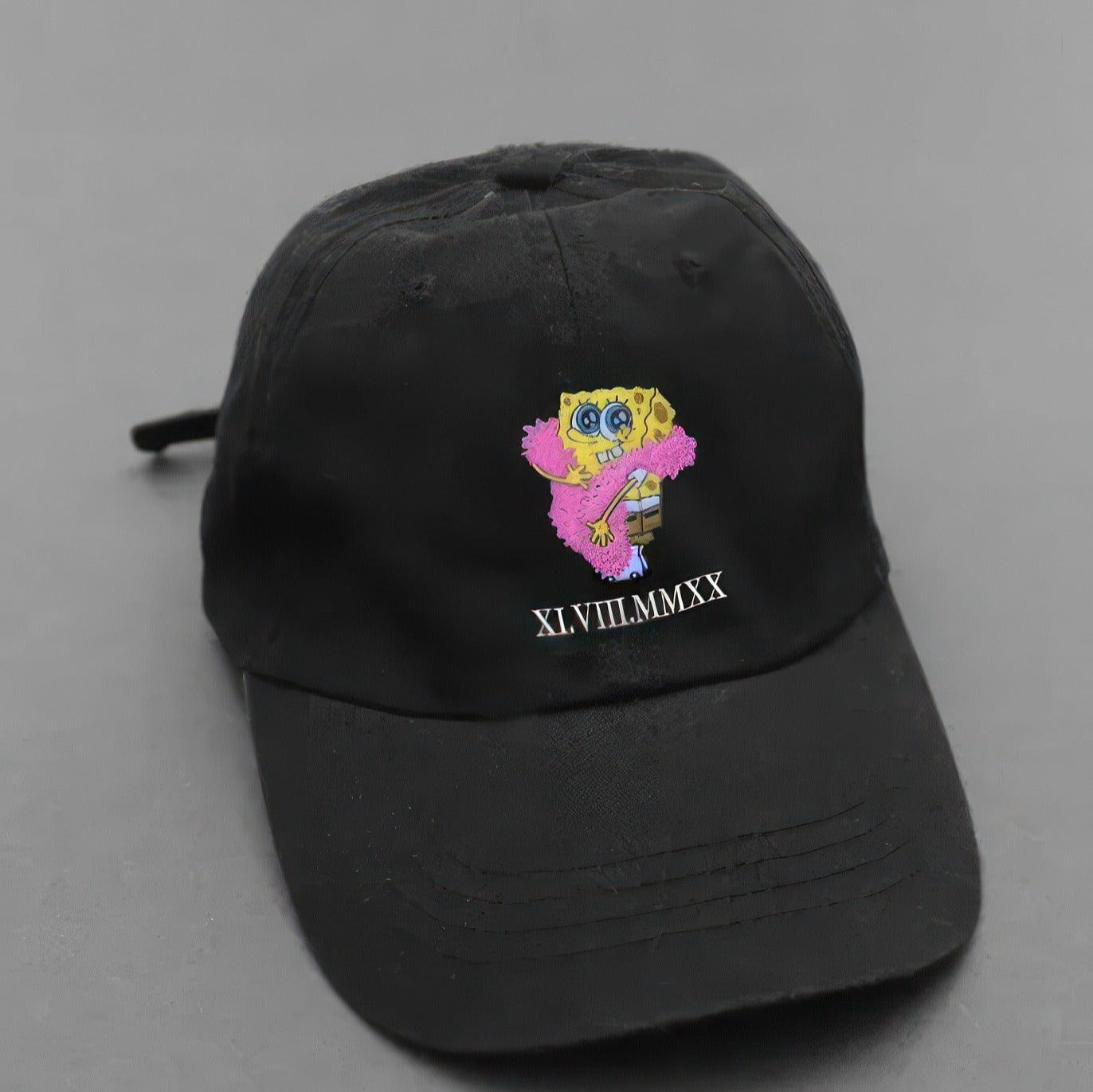 Custom Embroidered Hats For Couples, Matching Hats For Couples With Names, Sponge Cartoon Characters Embroidered Hats