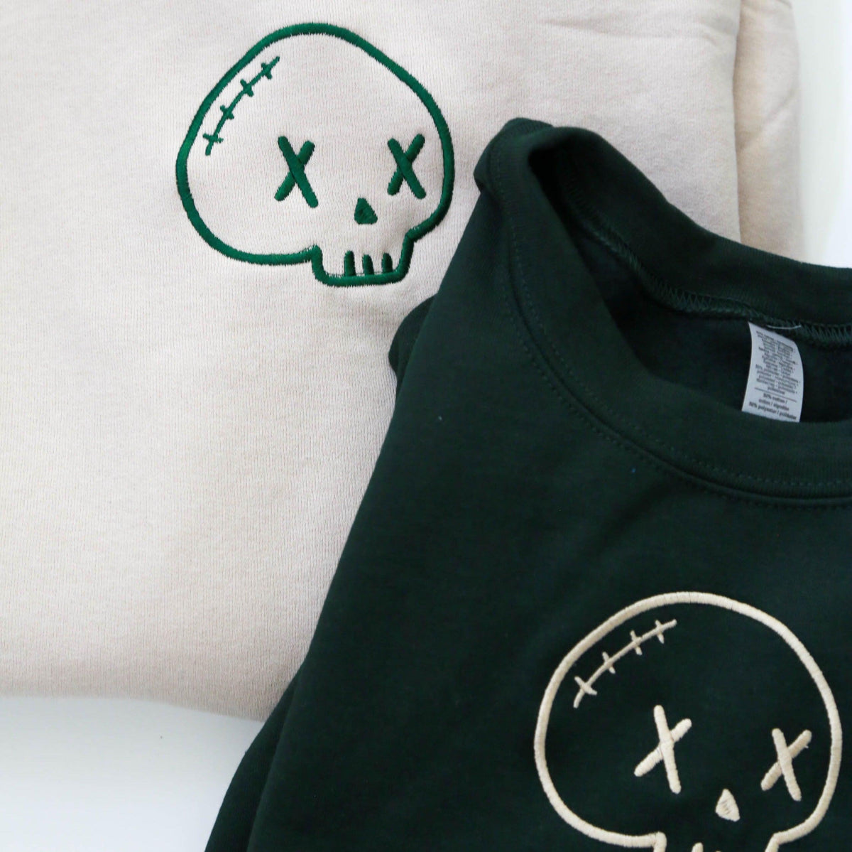 Custom Skull Embroidered Matching Set Couple Sweatshirt Hoodies