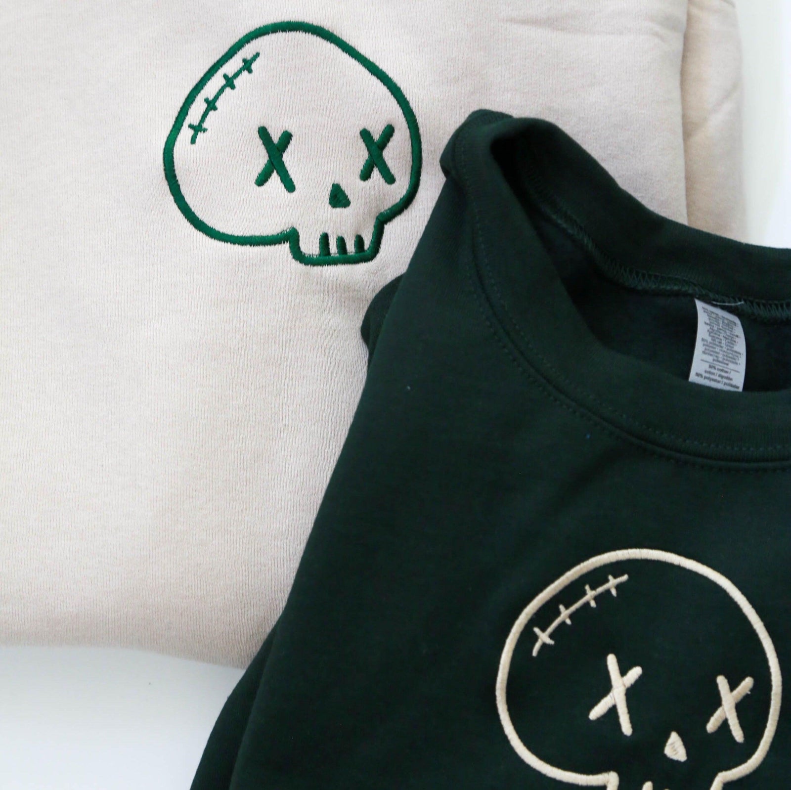 Custom Skull Embroidered Matching Set Couple Sweatshirt Hoodies