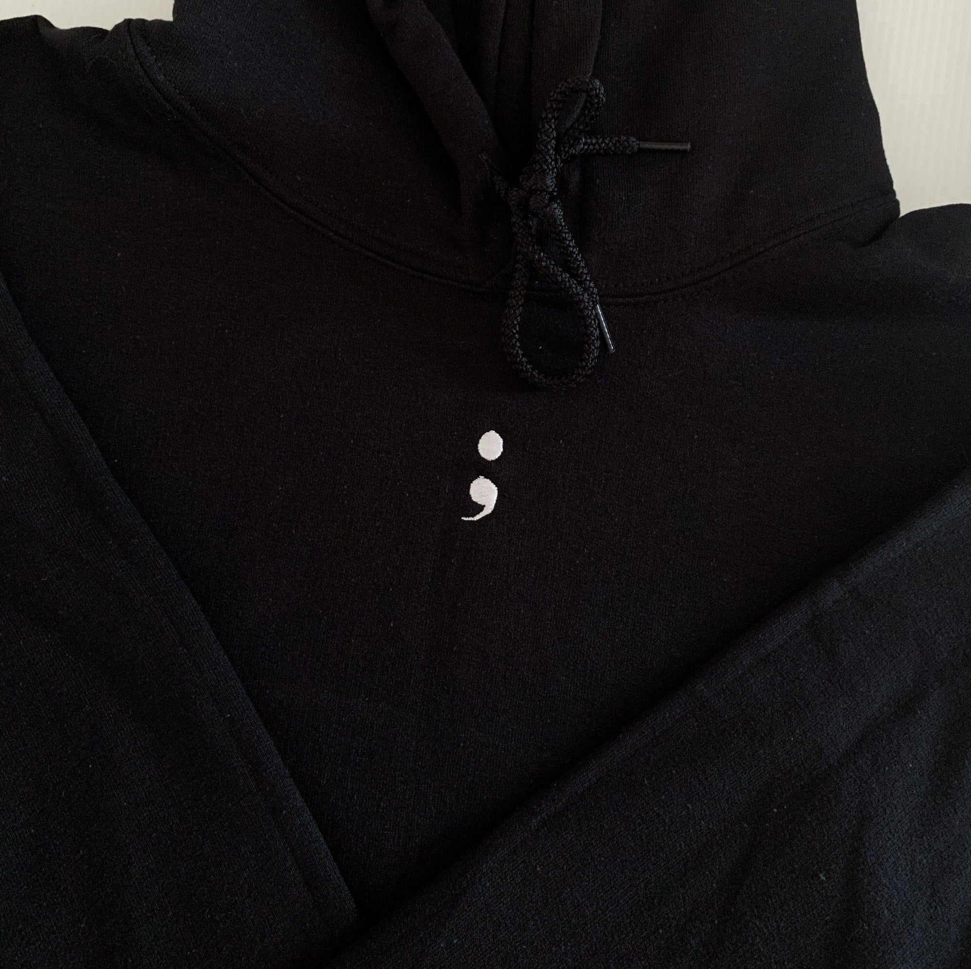 Custom Semi Colon Embroidered Matching Set Couple Sweatshirt Hoodies