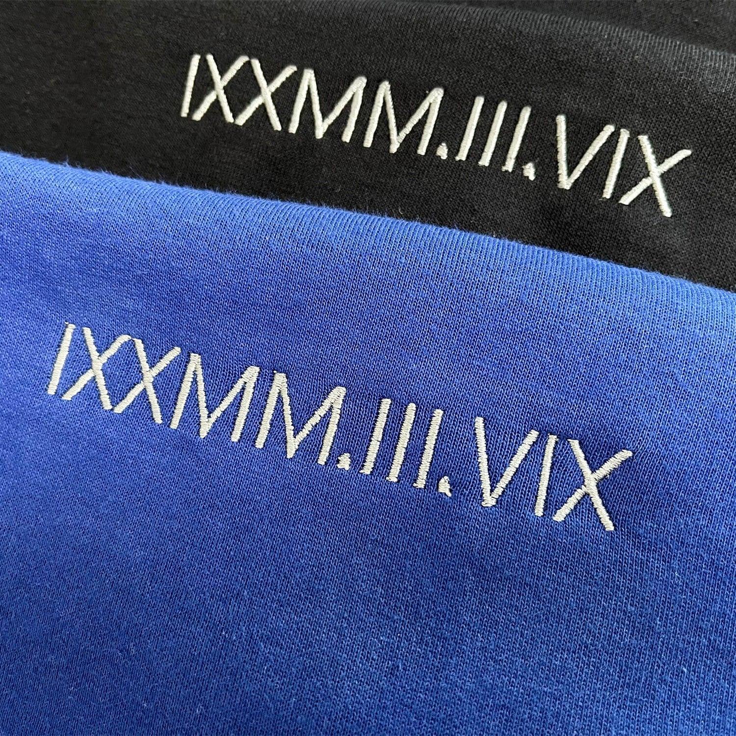 Personalized Roman Numeral Couple Matching Embroidered Sweatshirt Hoodie