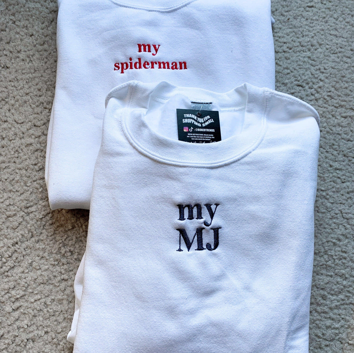 Custom My Spiderman My MJ Embroidered Matching Set Couple Sweatshirt Hoodies