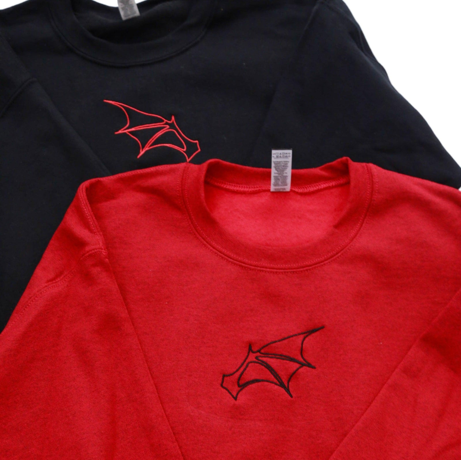 Custom Bat Wing Embroidered Matching Set Couple Sweatshirt Hoodies