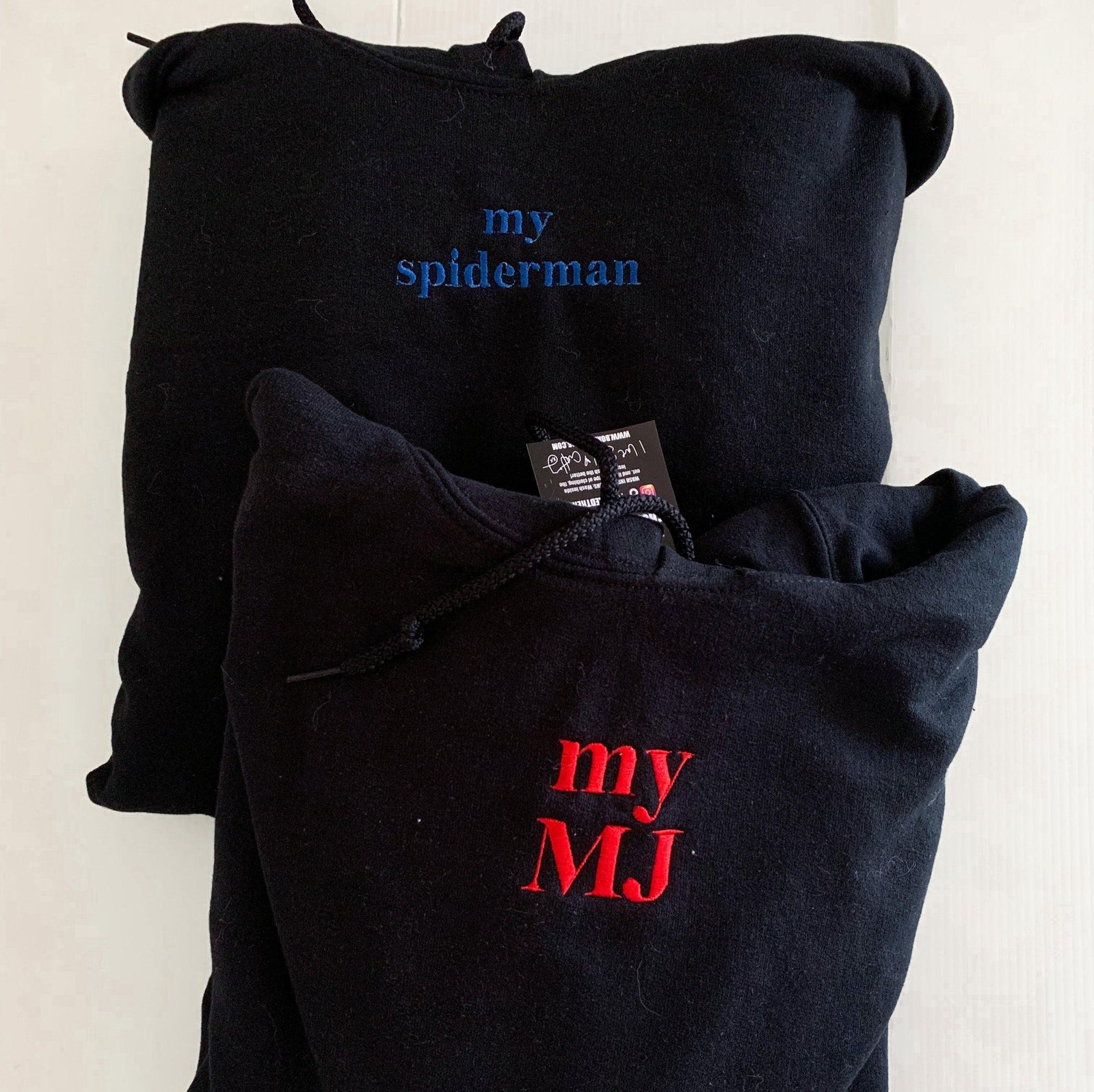 Custom My Spiderman My MJ Embroidered Matching Set Couple Sweatshirt Hoodies