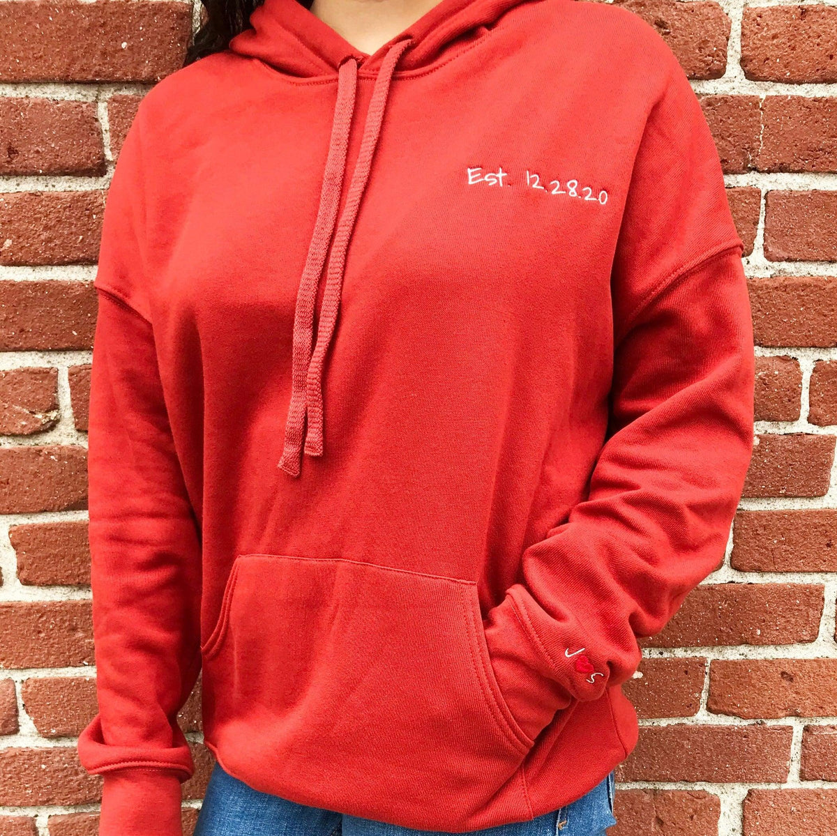 Custom Embroidered Matching Couple Hoodies with Your Initials & Anniversary Date
