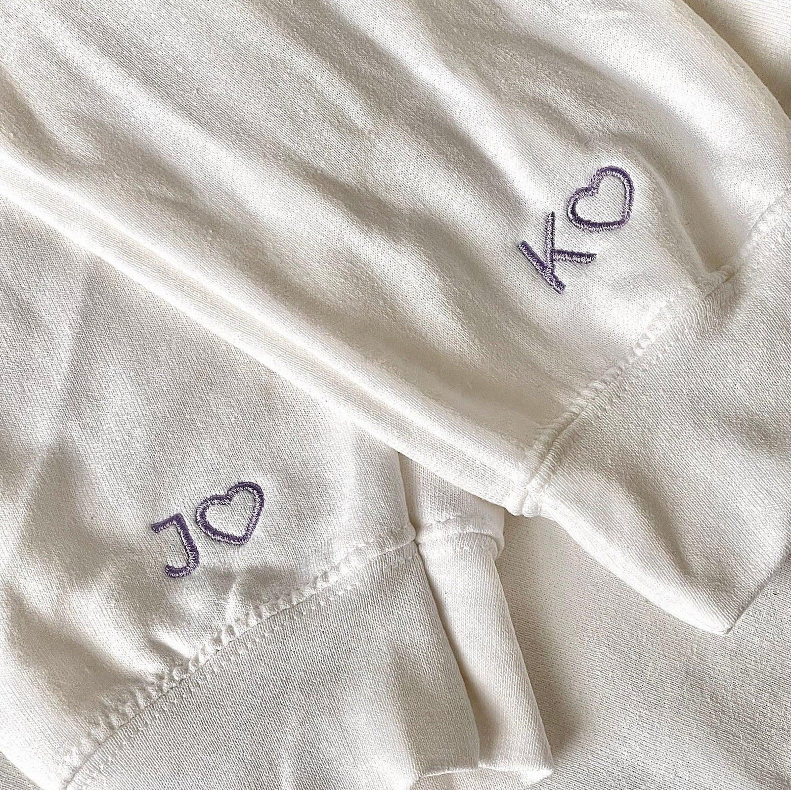 Personalized Anniversary Date Custom Embroidered Initial Heart Couple Hoodies