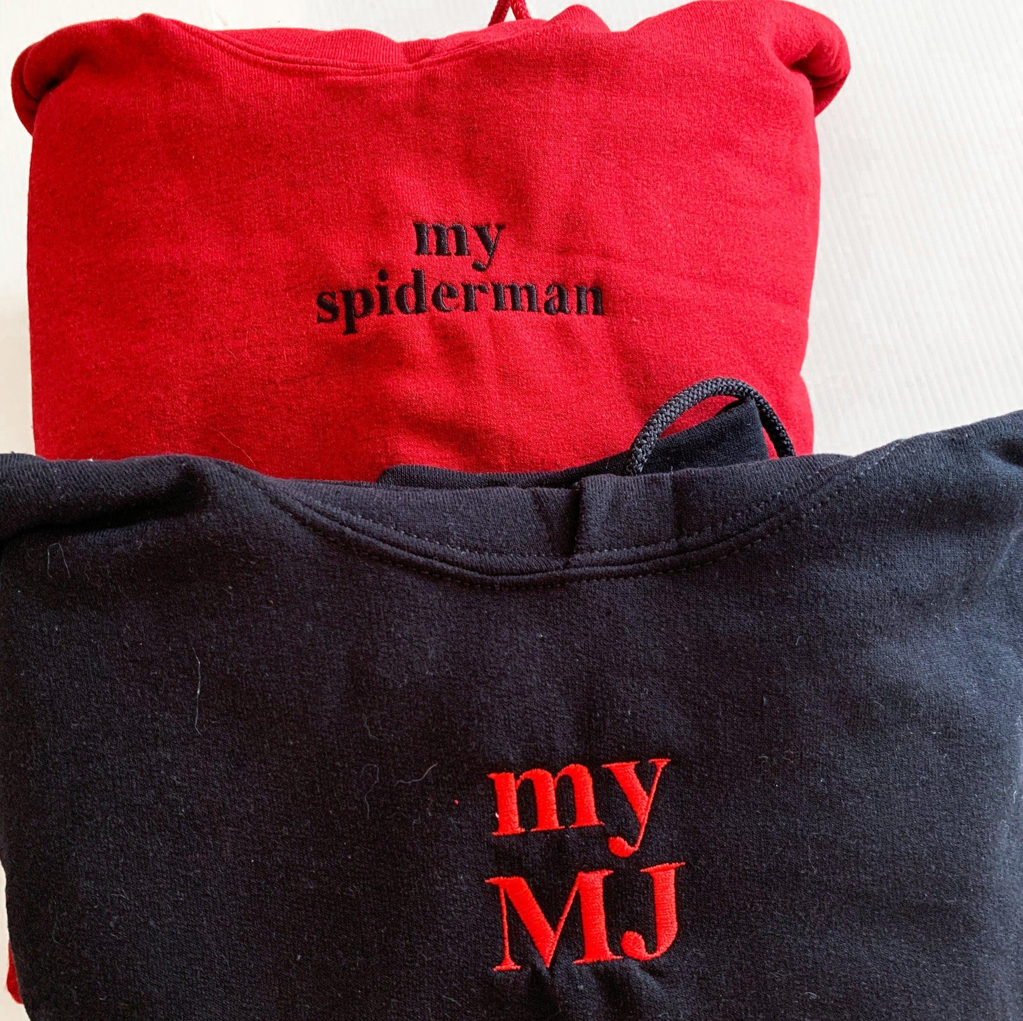 Custom My Spiderman My MJ Embroidered Matching Set Couple Sweatshirt Hoodies