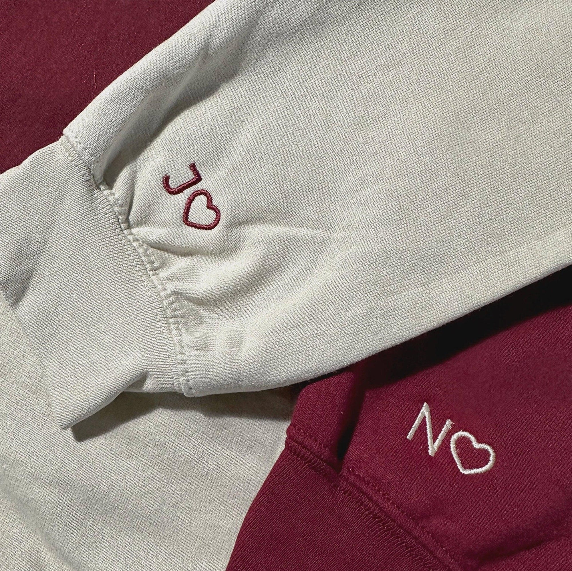 Personalized Anniversary Date Custom Embroidered Initial Heart Couple Hoodies