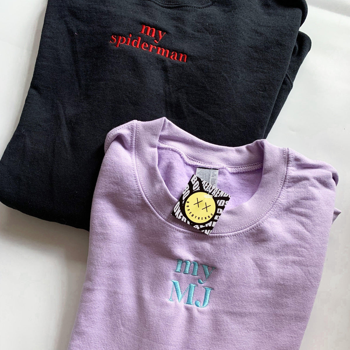 Custom My Spiderman My MJ Embroidered Matching Set Couple Sweatshirt Hoodies