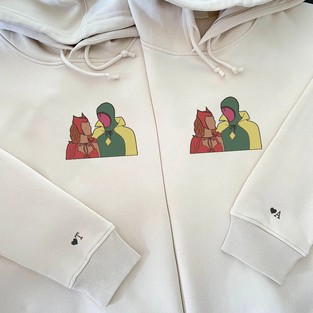 Custom Embroidered Hoodies For Couples, Personalized Couple Hoodies, His Her Hoodies, Cute An Unusual Couples Embroidered Hoodie