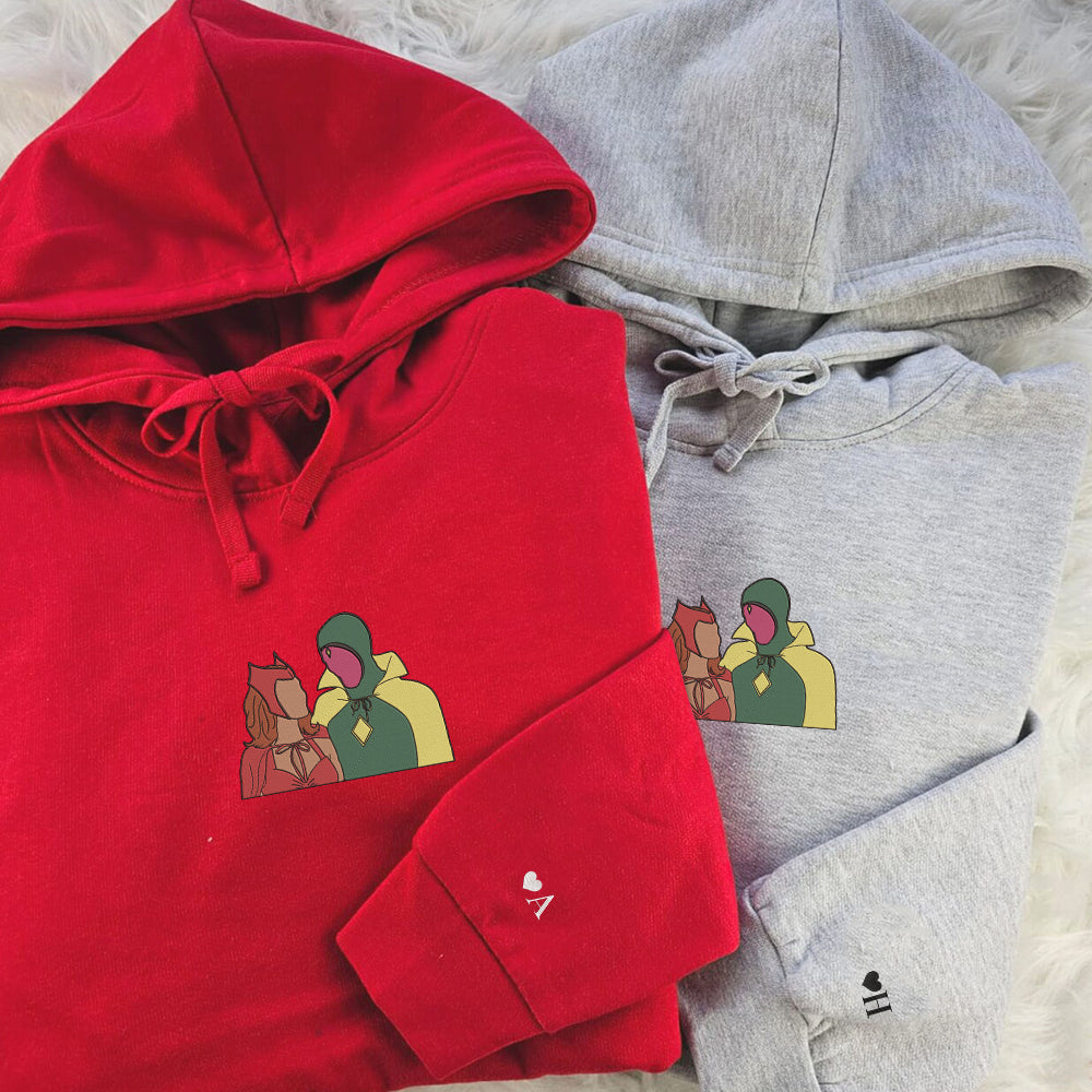 Custom Embroidered Hoodies For Couples, Personalized Couple Hoodies, His Her Hoodies, Cute An Unusual Couples Embroidered Hoodie