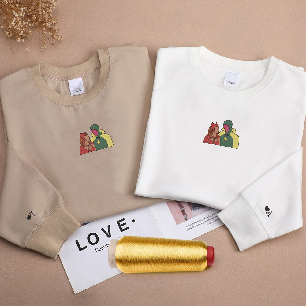 Custom Embroidered Sweatshirts For Couples, Custom Matching Couple Sweatshirt, Cute An Unusual Couples Embroidered Crewneck Sweater