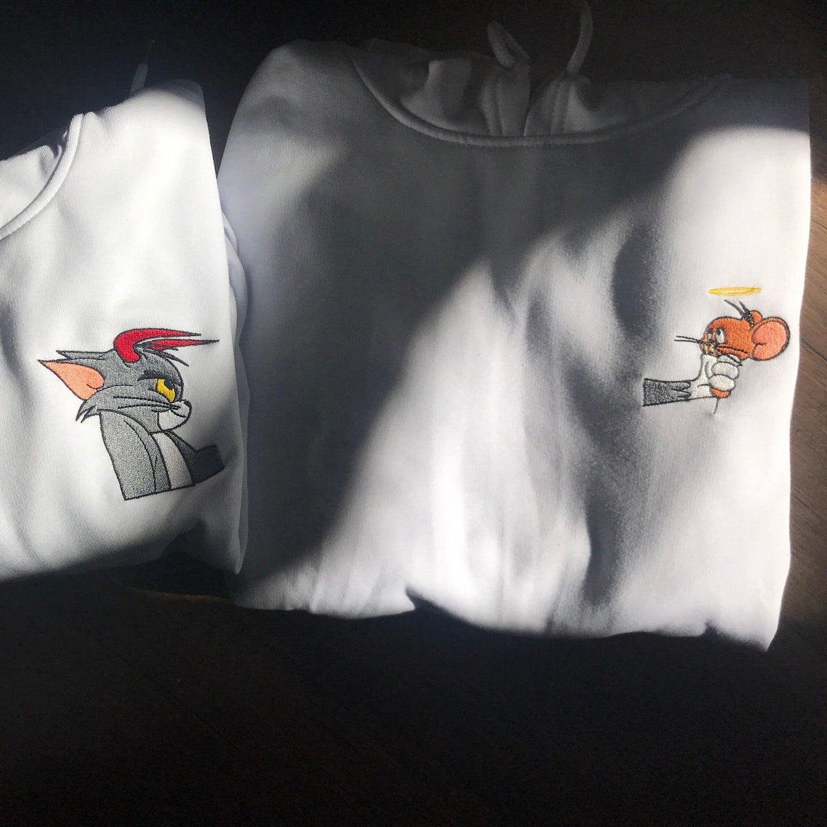 Custom Embroidered Sweatshirts For Couples, Custom Matching Couple Hoodies, Cartoon Characters Mouses Embroidered Matching Couples Sweatshirt