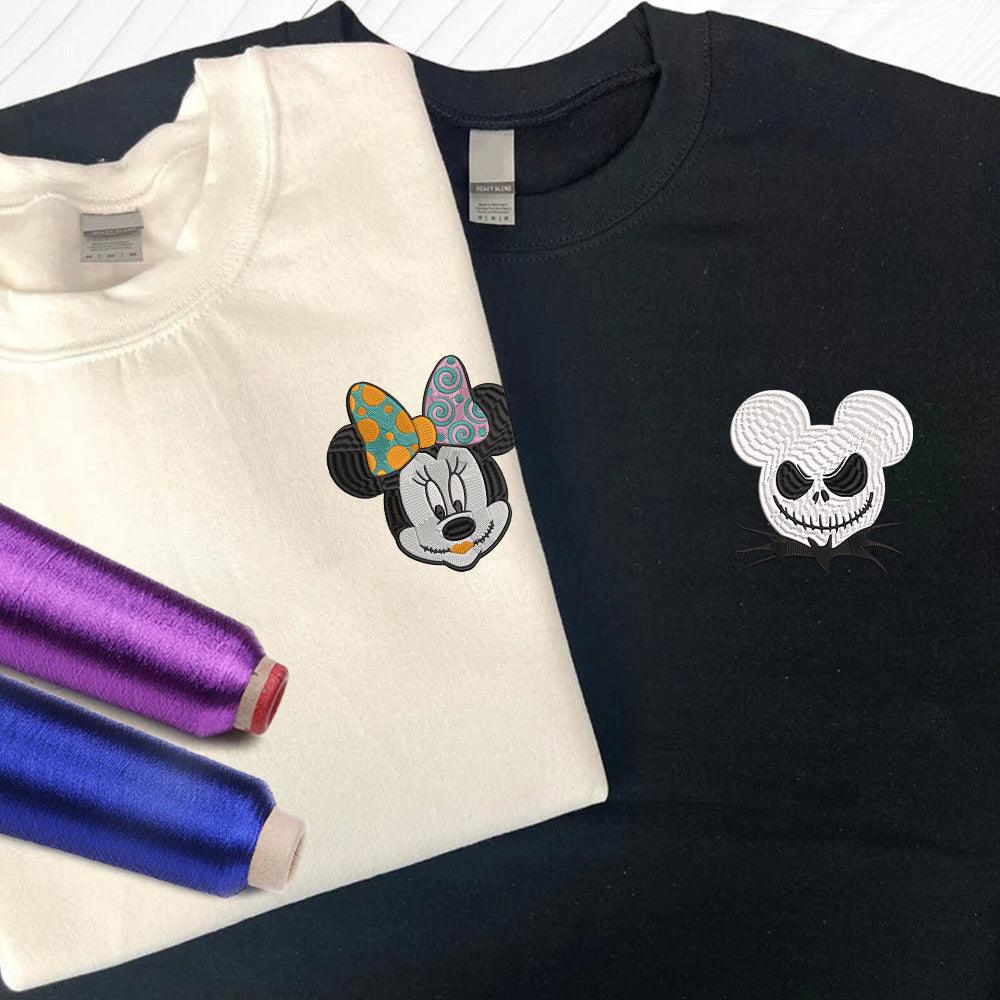 Custom Couple Sweatshirts with Embroidery, Romantic Cartoon Style Matching Sweaters