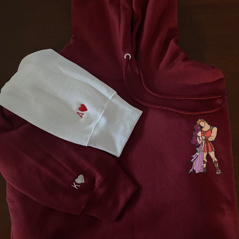 Custom Embroidered Hoodies For Couples, Personalized His & Her Hoodies, Cute Legendary Hero Couples Embroidered Hoodie