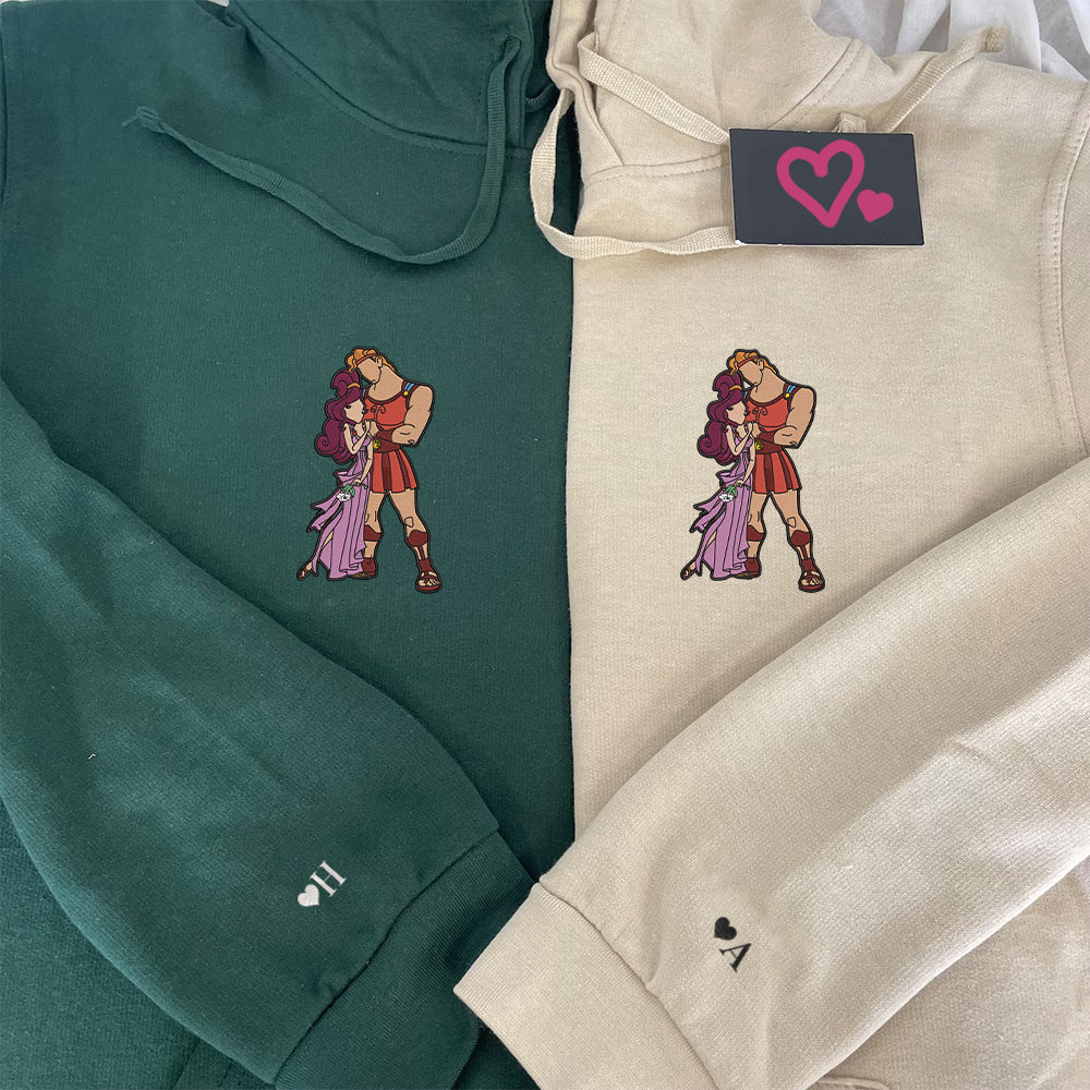 Custom Embroidered Hoodies For Couples, Personalized His & Her Hoodies, Cute Legendary Hero Couples Embroidered Hoodie