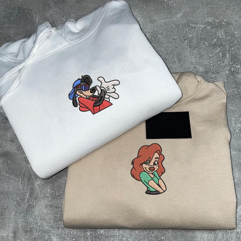 Custom Embroidered Hoodies For Couples, Personalized Matching Couple Hoodie, Coolest Cartoon Duo Embroidered Hoodie