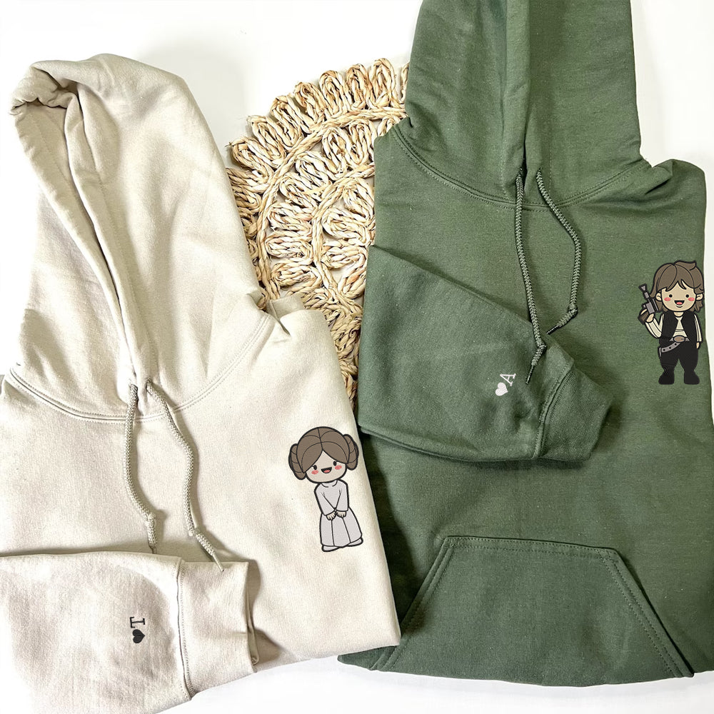 Custom Embroidered Hoodies for Couples, Cute Galactic Love Hoodie Set, Matching His & Her Hoodie