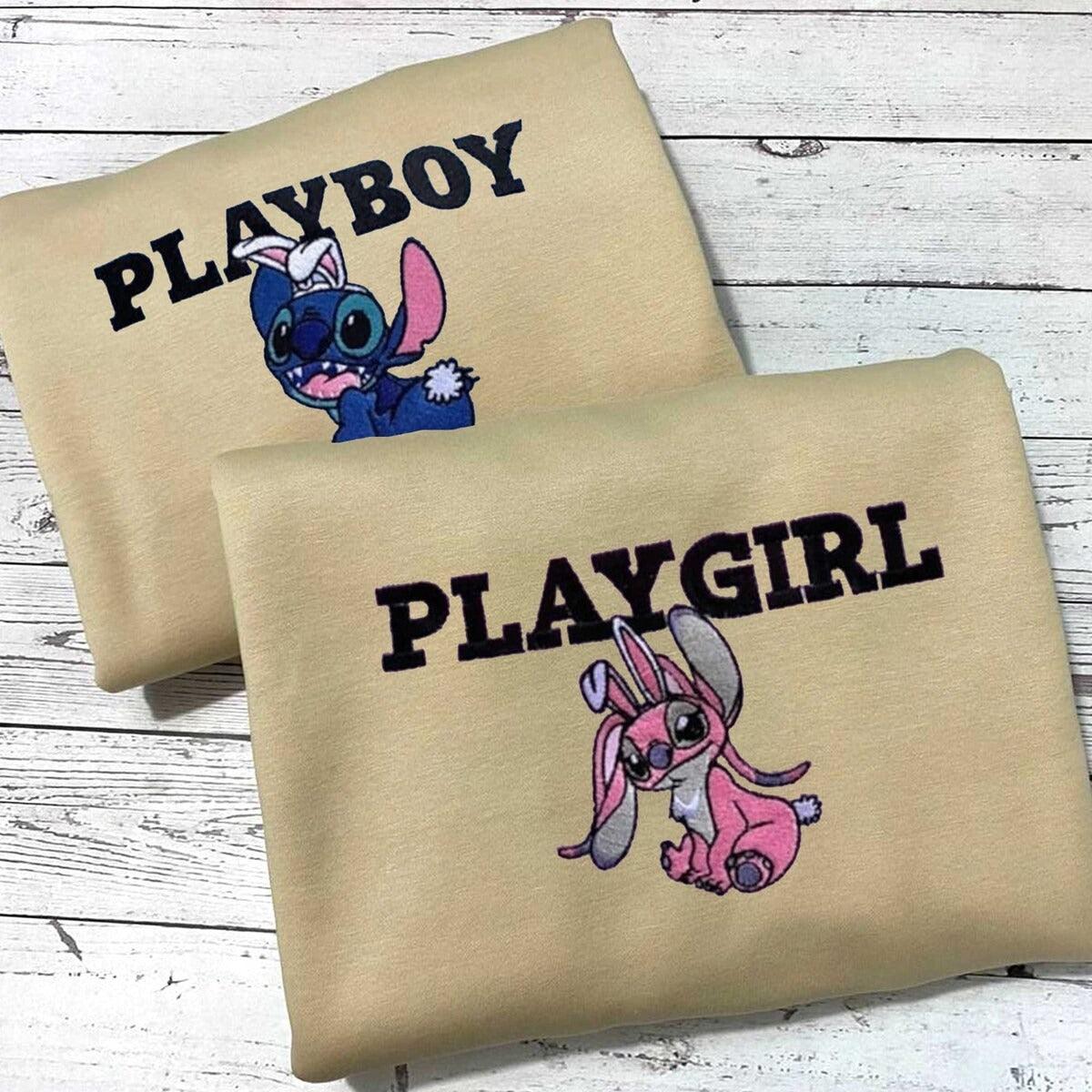 Custom Embroidered Sweatshirt for Couples, Funny Cartoon Inspired Matching Couple Sweater