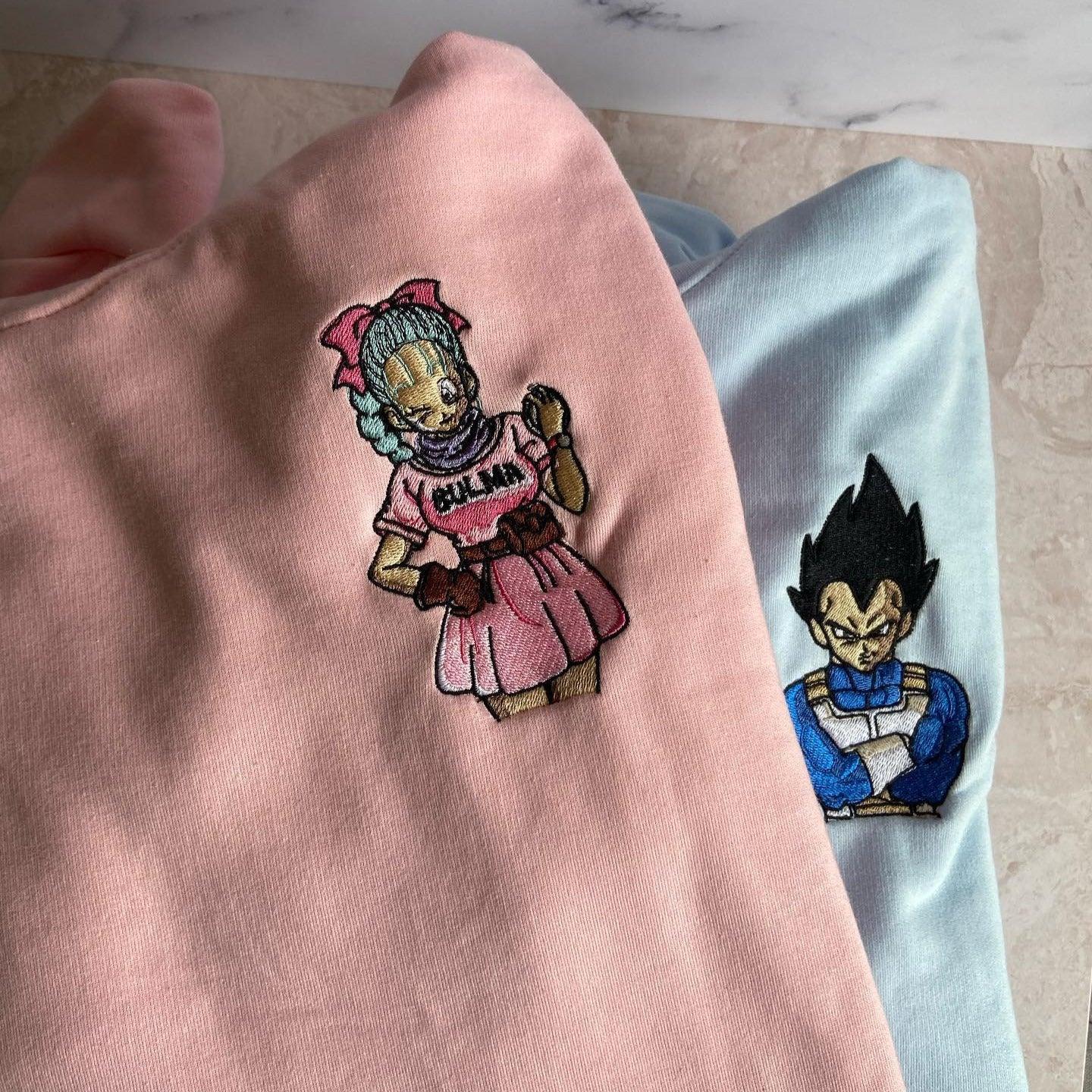 Custom Embroidered Sweatshirts For Couples, Custom Matching Couple Hoodies, Cartoon Inspired Couples Embroidered Matching Sweater